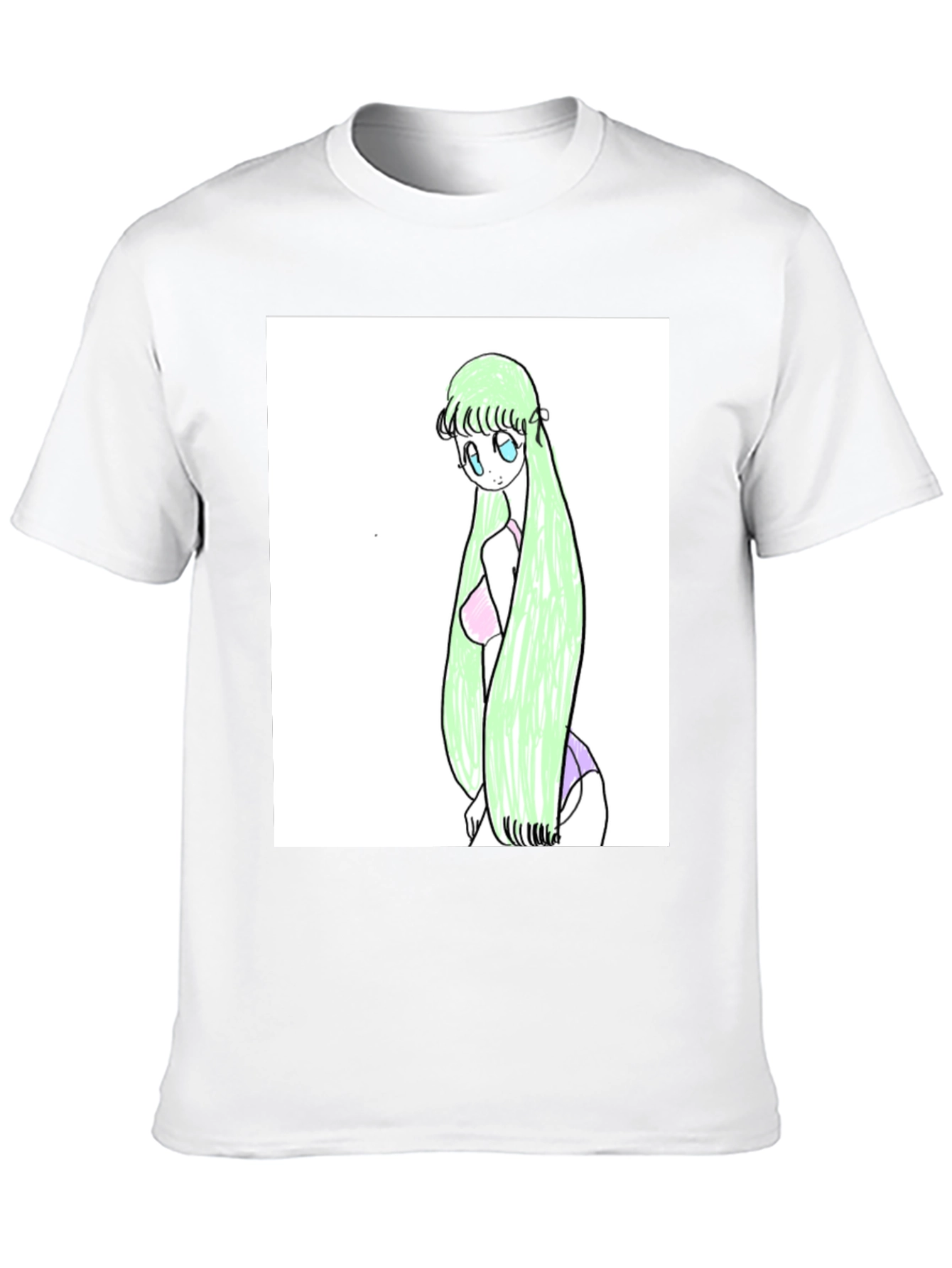 Anime Girl Graphic Tee - Black Cotton T-Shirt