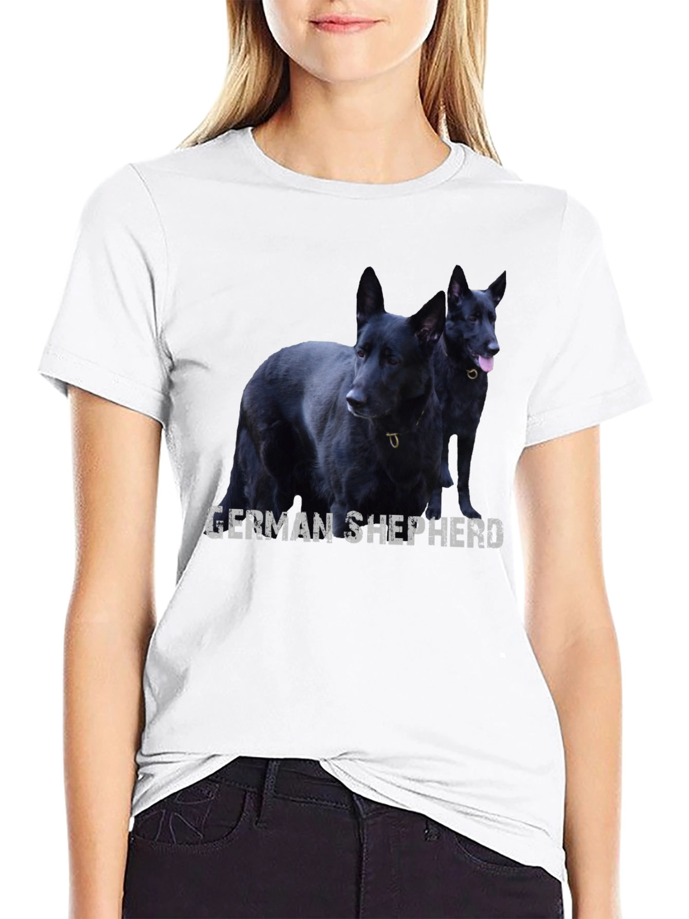 Black German Shepherd Dog Graphic T-Shirt