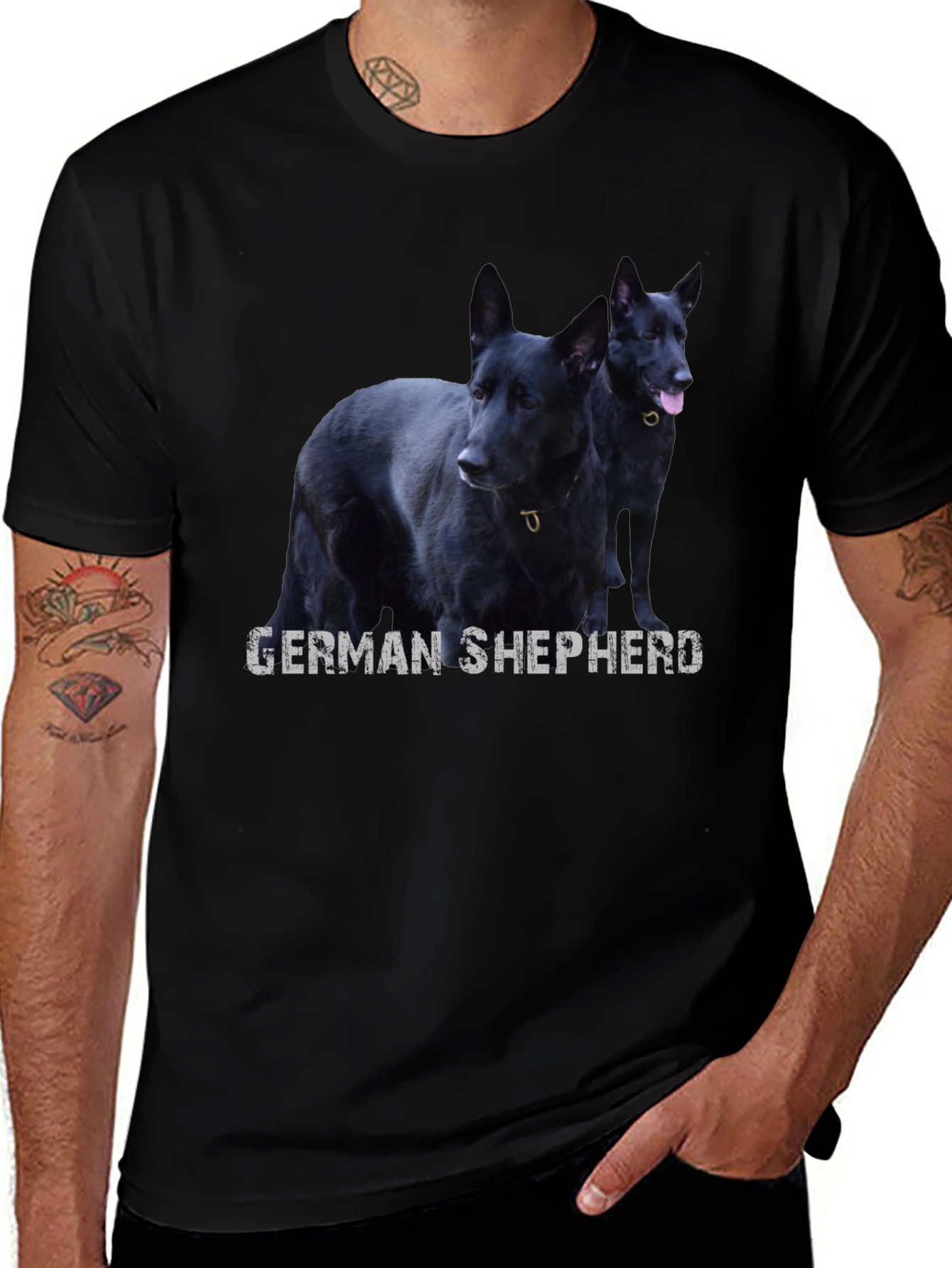 Black German Shepherd Dog Graphic T-Shirt