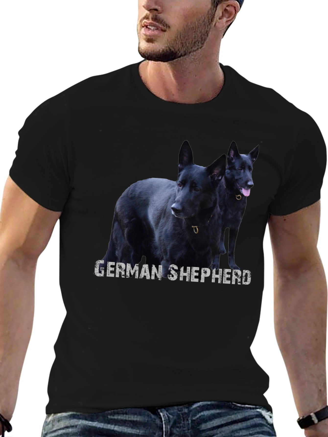 Black German Shepherd Dog Graphic T-Shirt