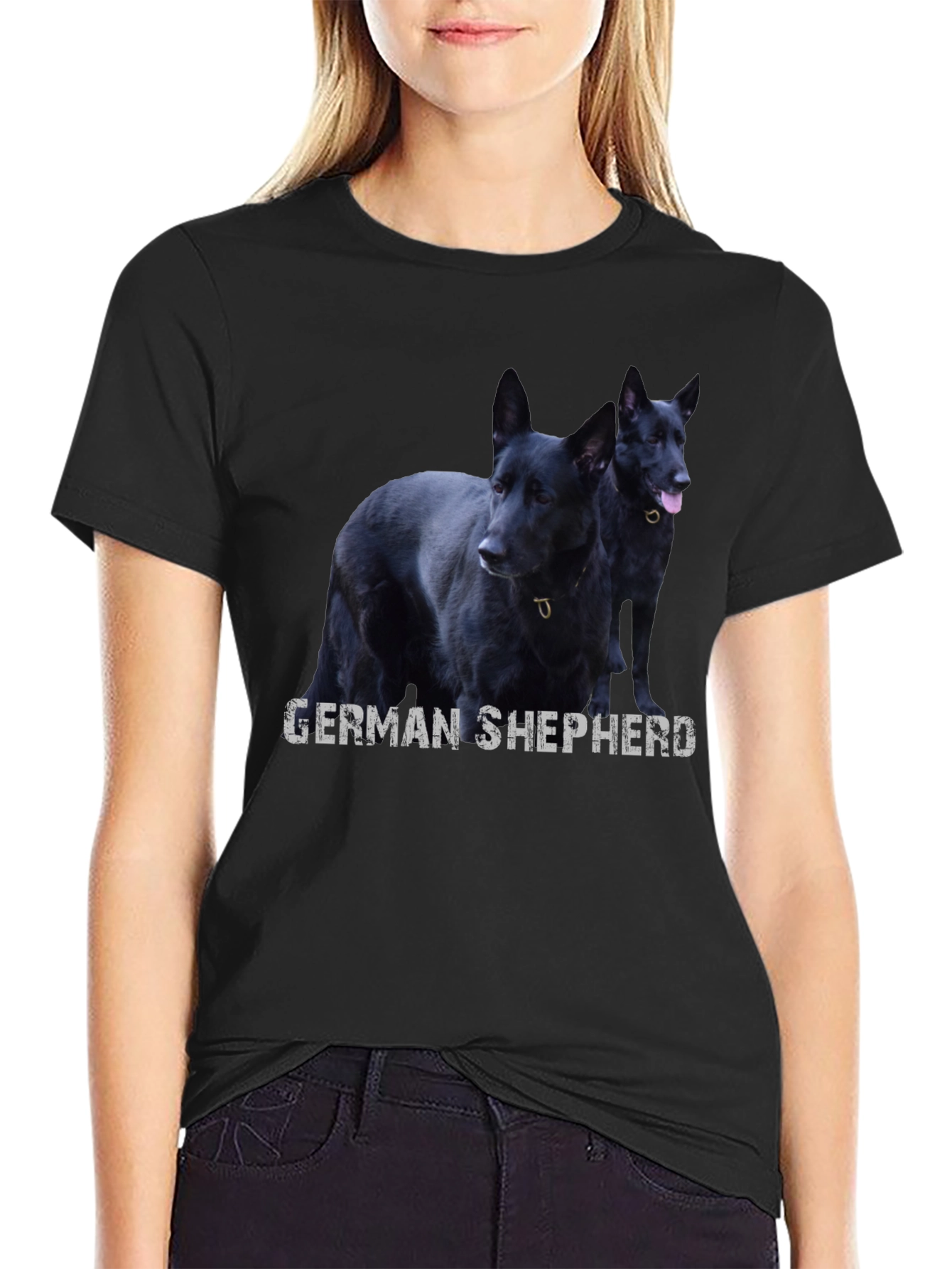 Black German Shepherd Dog Graphic T-Shirt