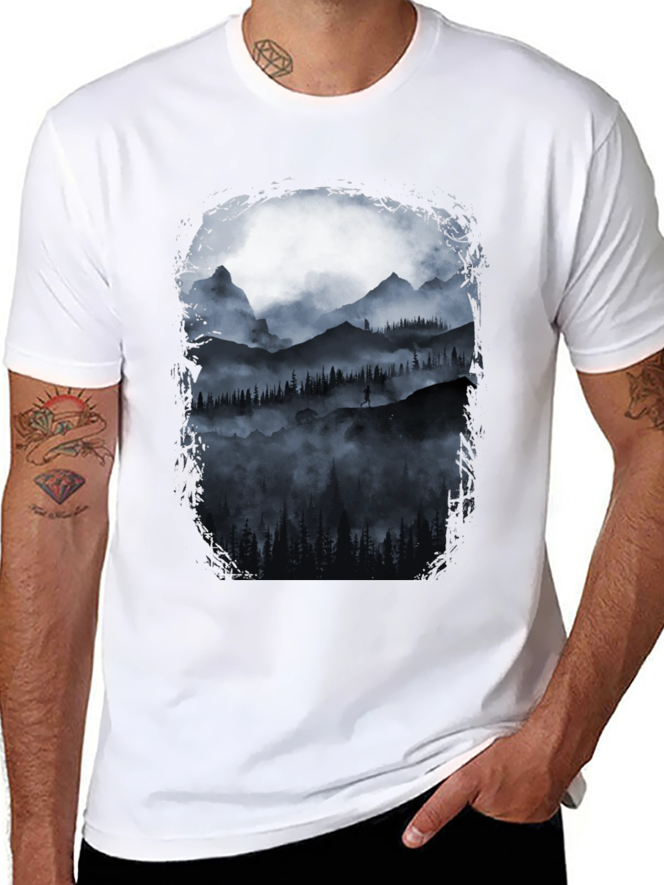 Mountain Silhouette Graphic T-Shirt - Nature Inspired Tee