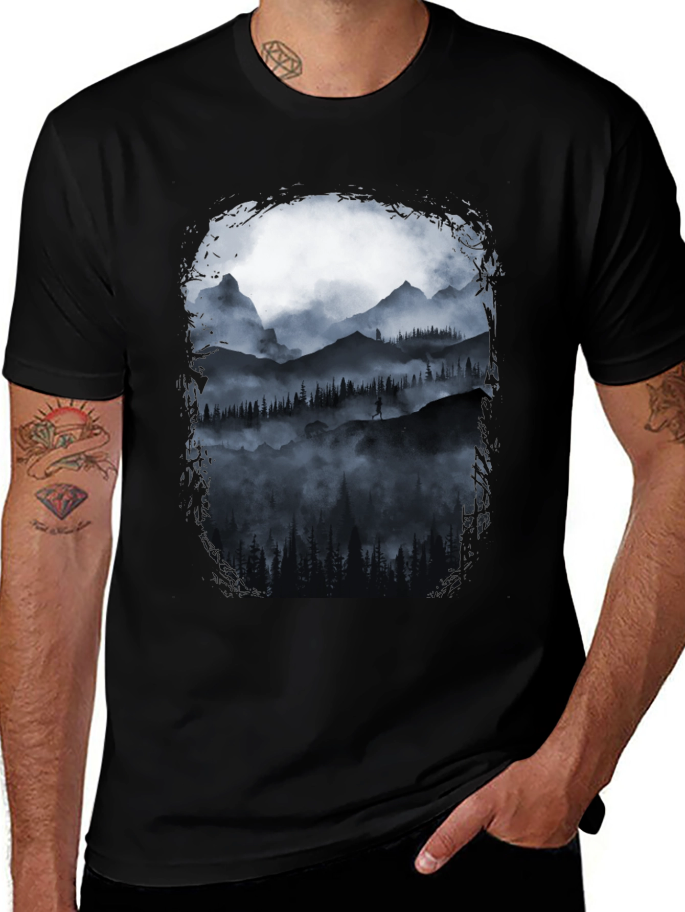 Mountain Silhouette Graphic T-Shirt - Nature Inspired Tee