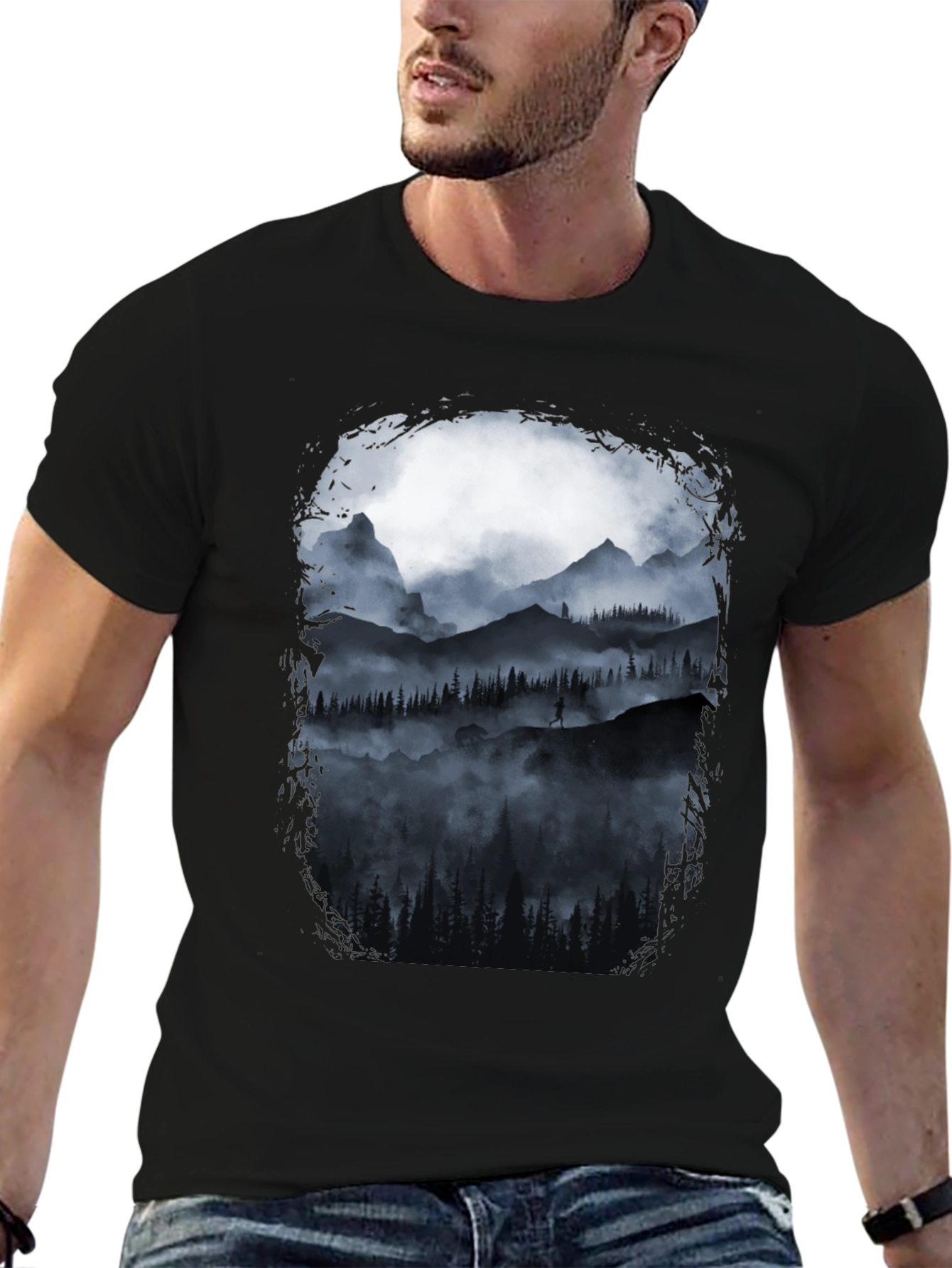 Mountain Silhouette Graphic T-Shirt - Nature Inspired Tee