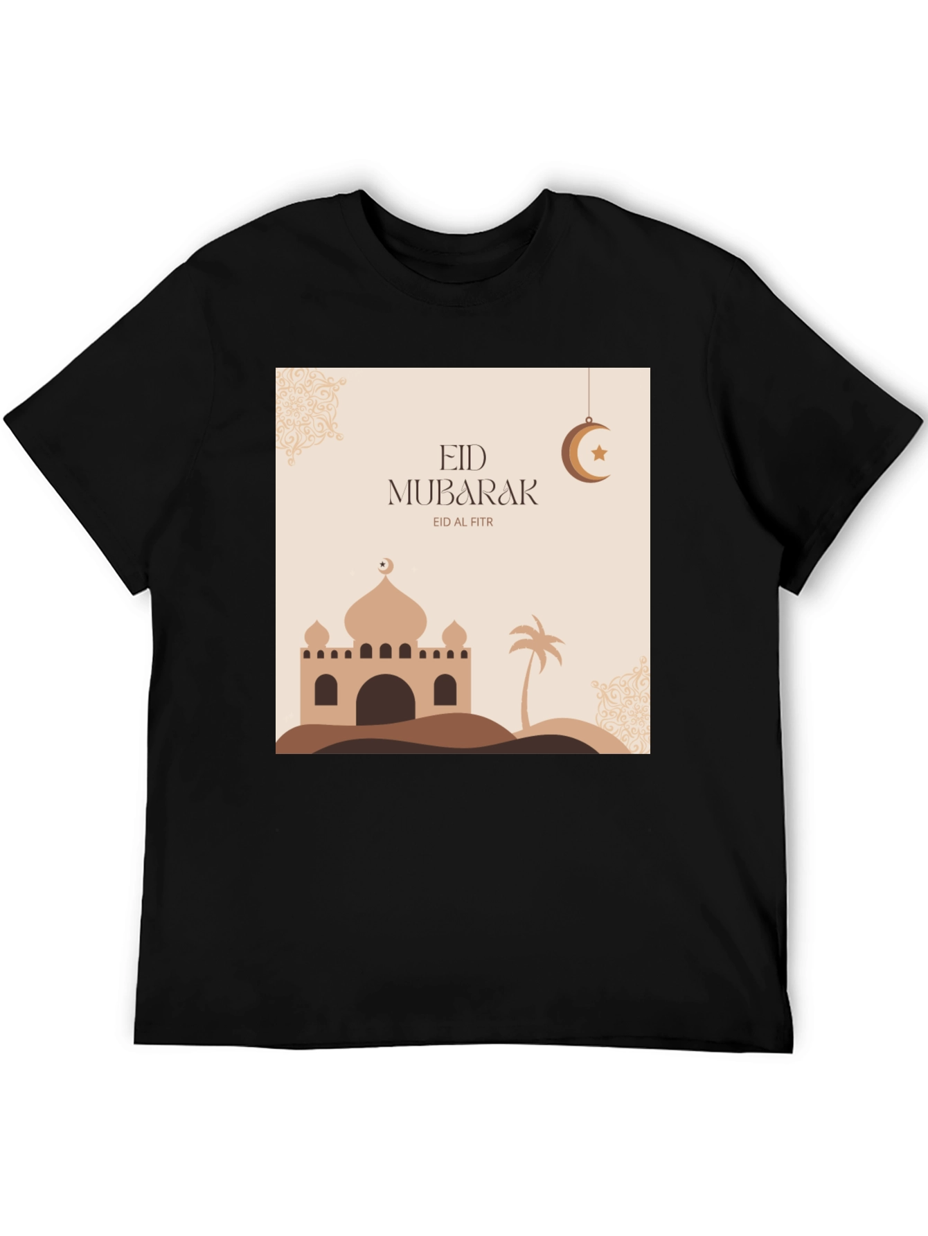 Eid Mubarak Graphic Tee - Black Casual T-Shirt