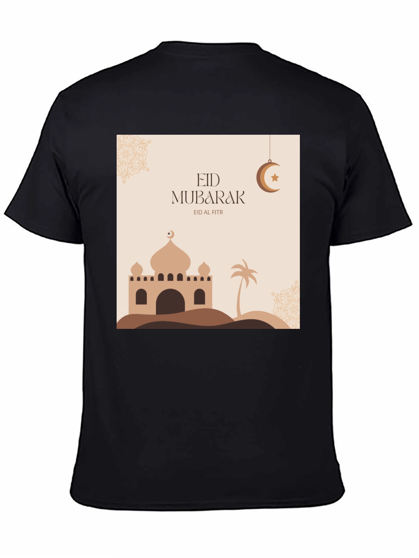 Eid Mubarak Graphic Tee - Black Casual T-Shirt