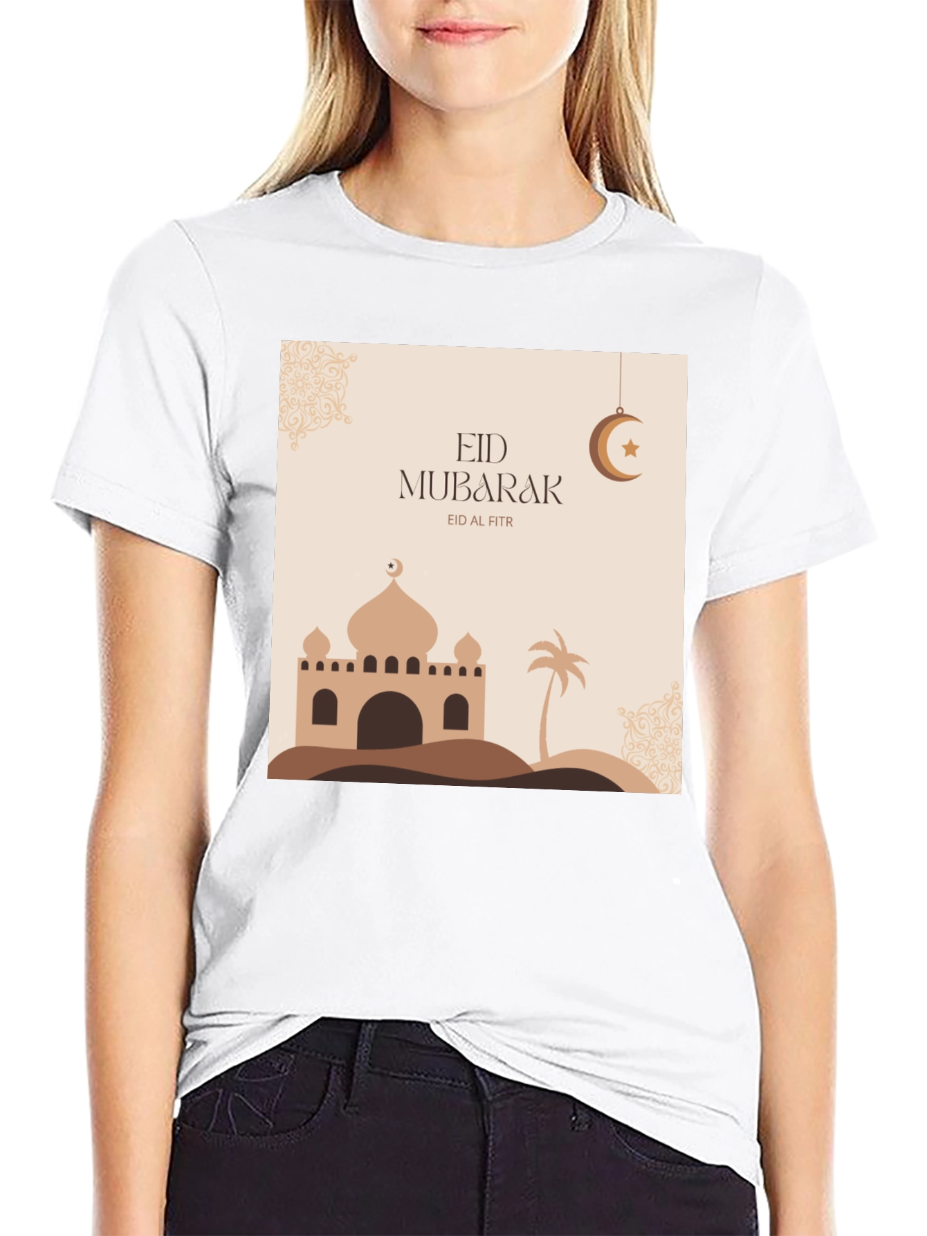 Eid Mubarak Graphic Tee - Black Casual T-Shirt