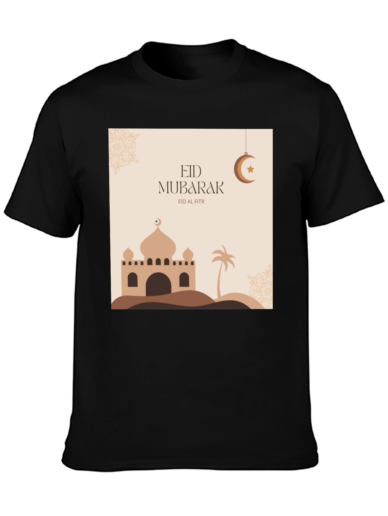 Eid Mubarak Graphic Tee - Black Casual T-Shirt