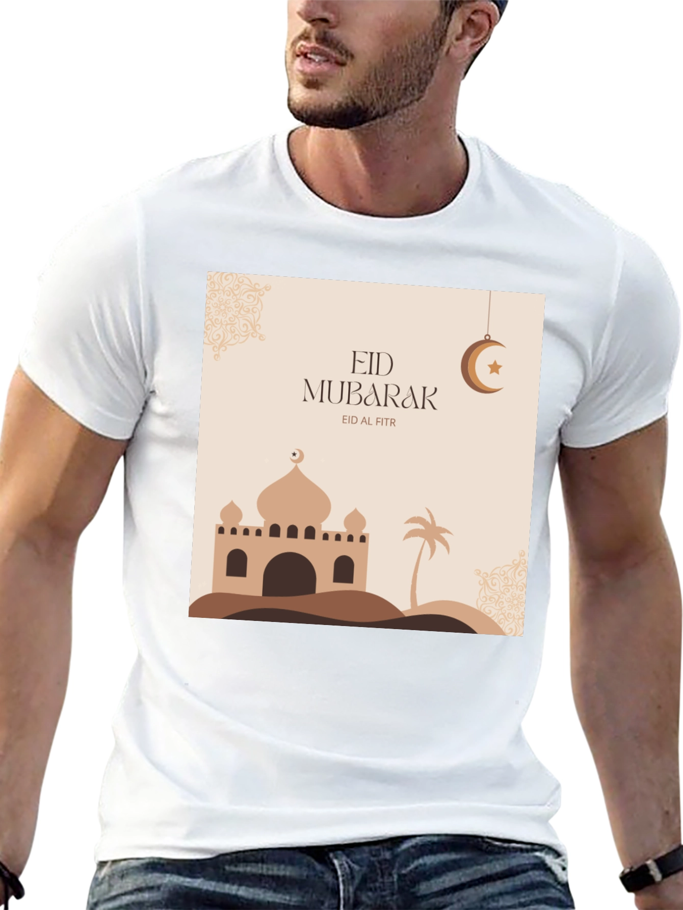 Eid Mubarak Graphic Tee - Black Casual T-Shirt
