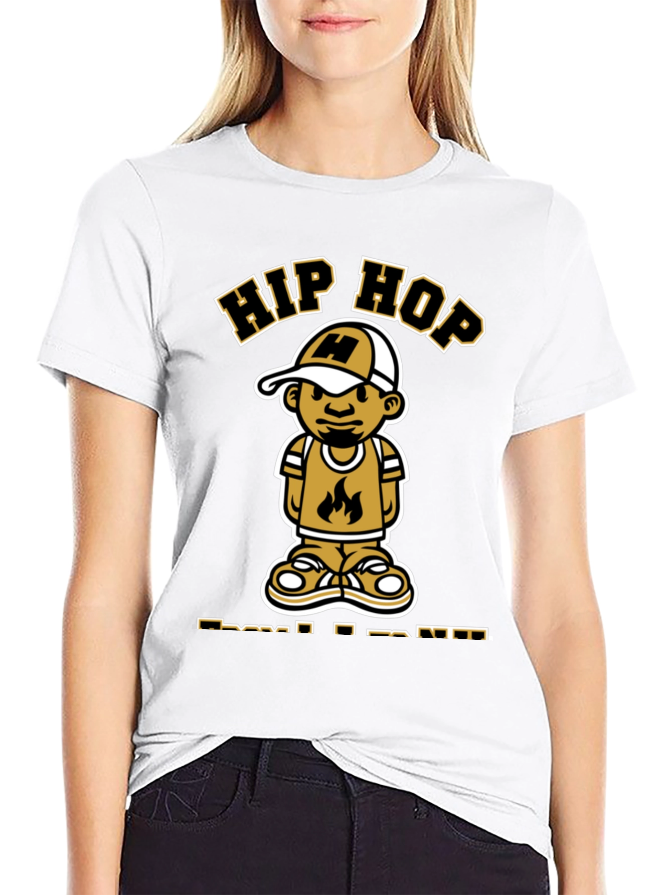 Hip Hop Cartoon Graphic T-Shirt