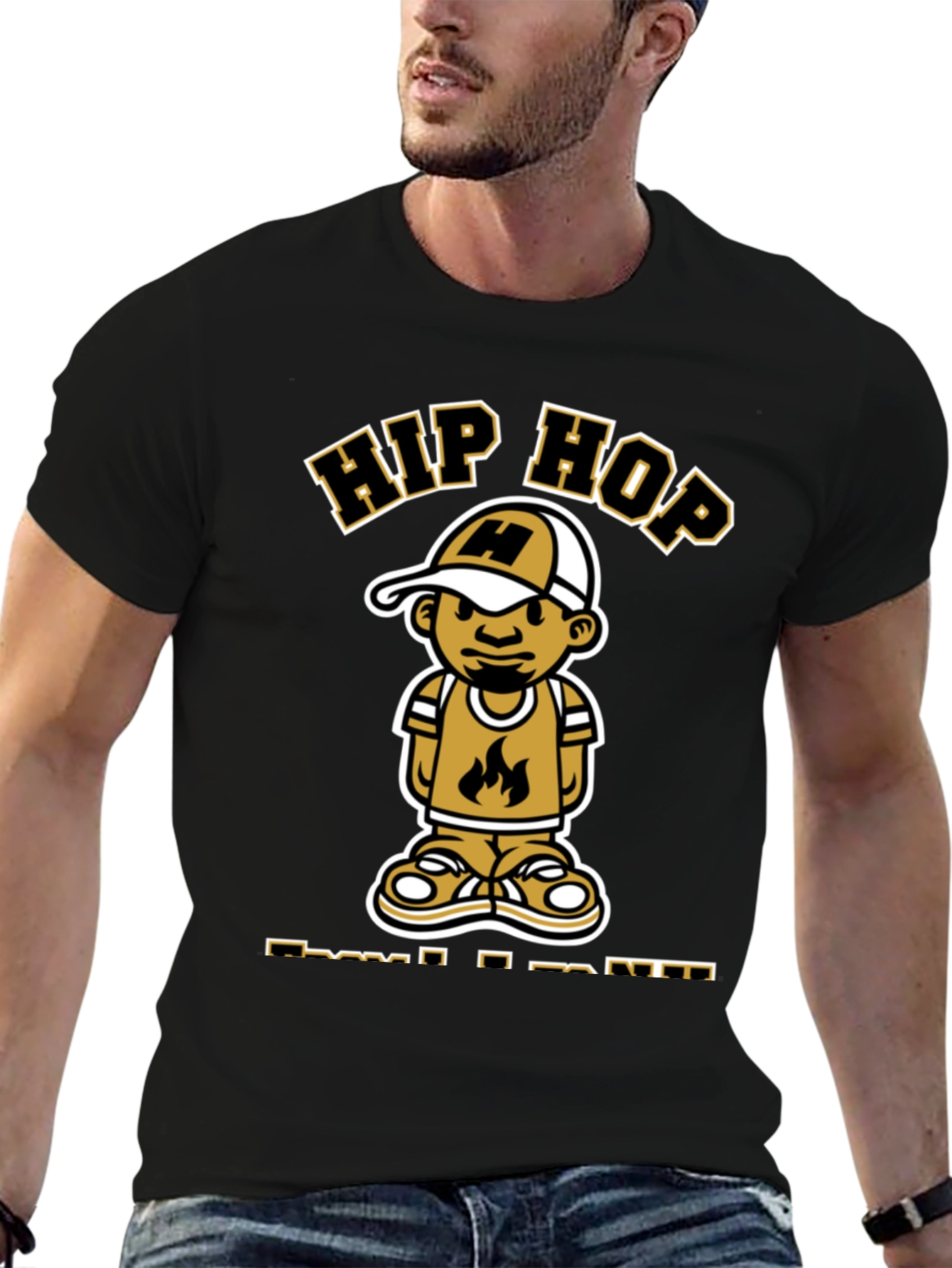 Hip Hop Cartoon Graphic T-Shirt