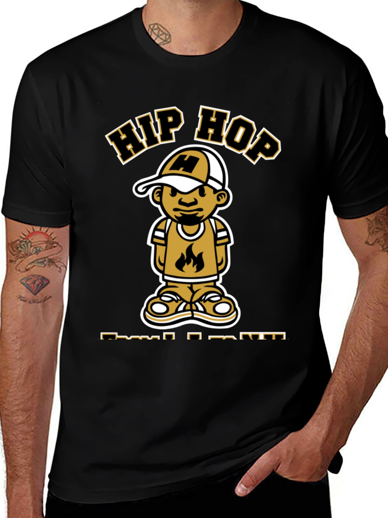 Hip Hop Cartoon Graphic T-Shirt