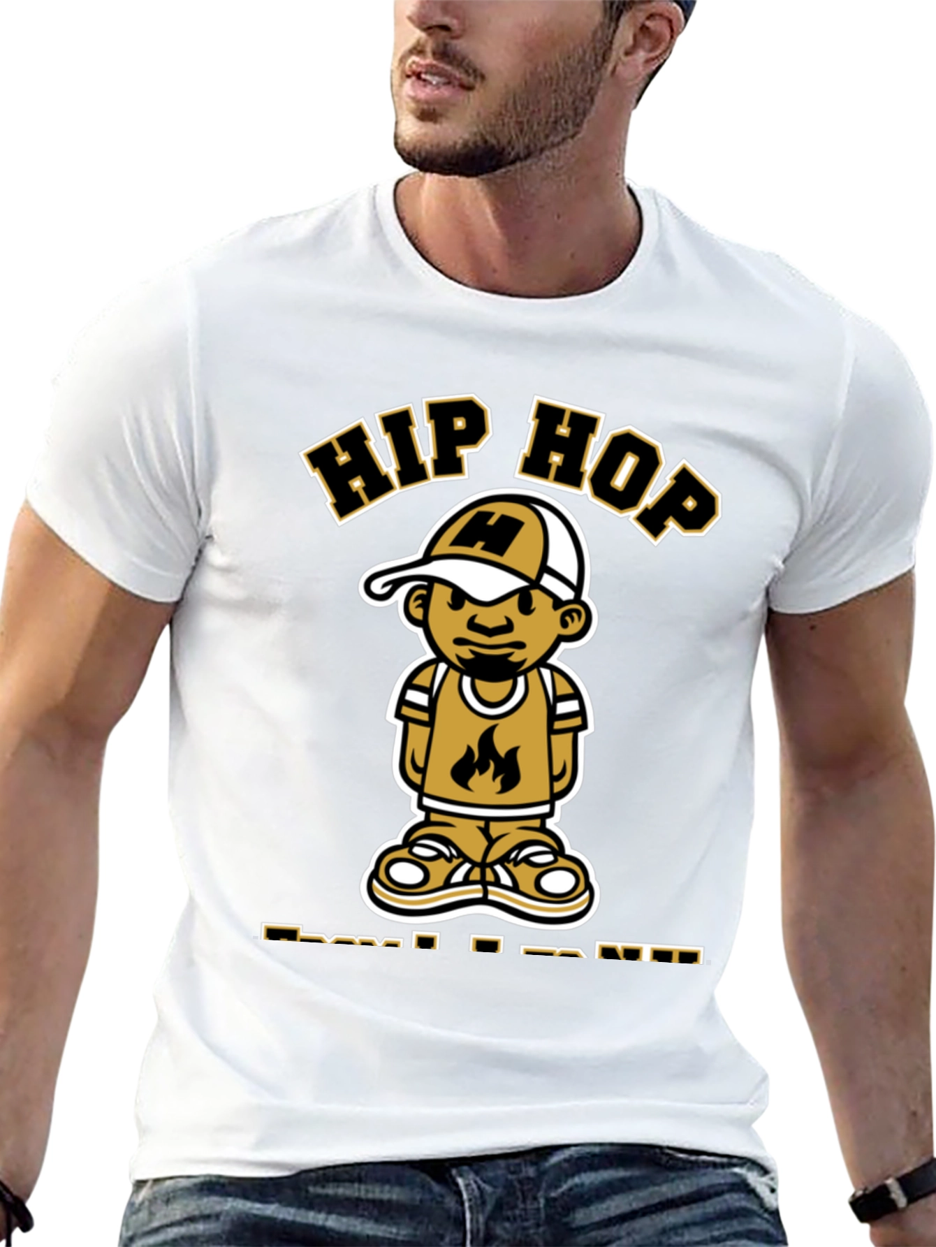 Hip Hop Cartoon Graphic T-Shirt