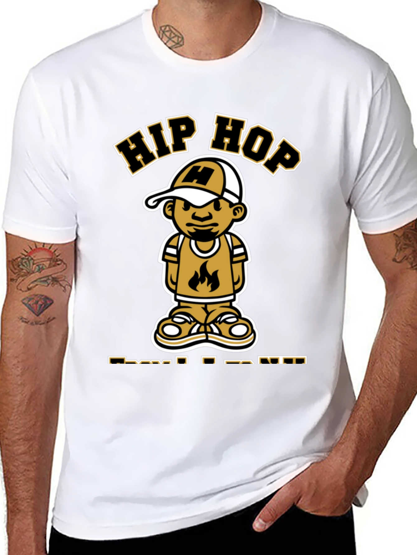 Hip Hop Cartoon Graphic T-Shirt