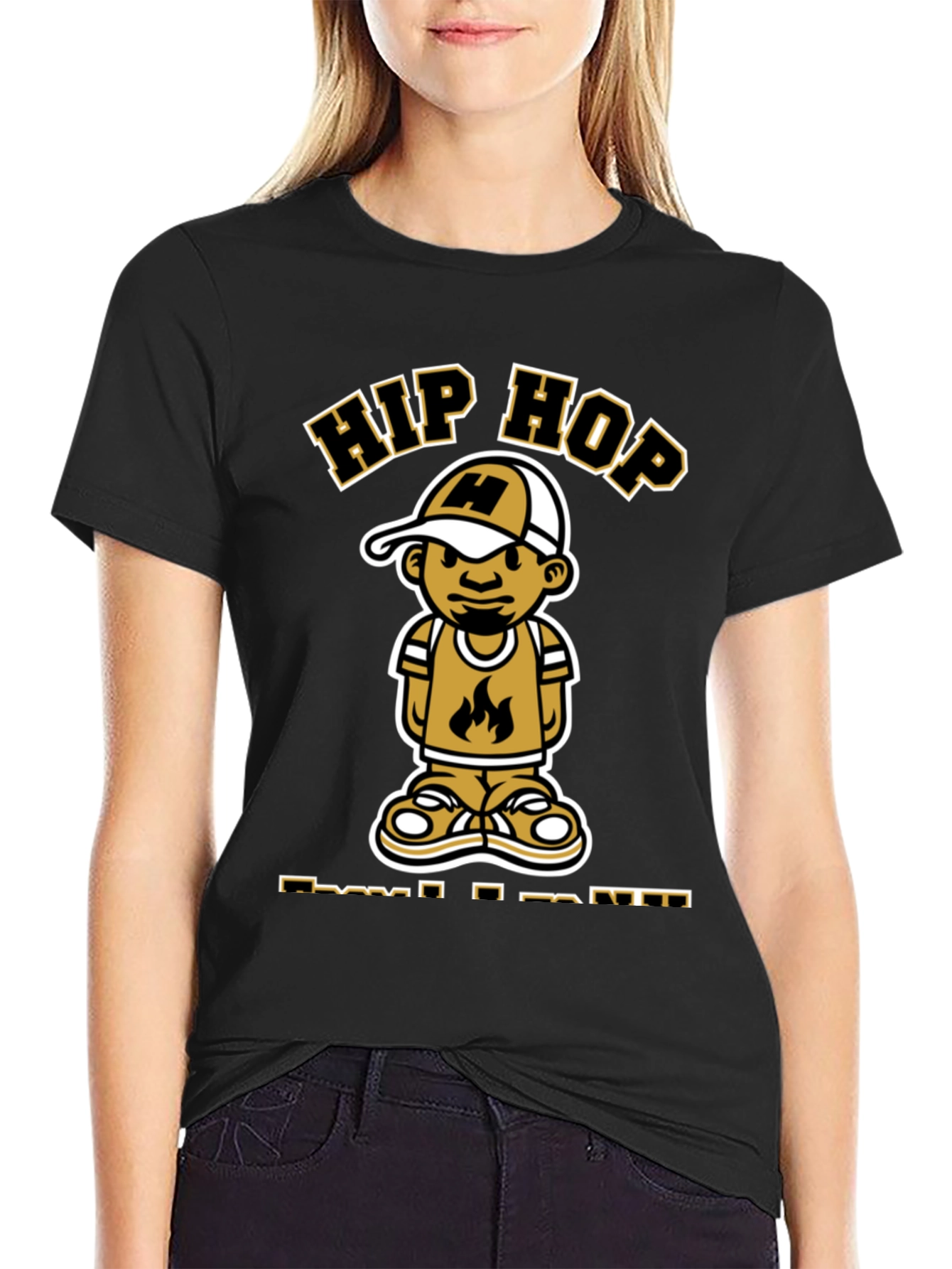 Hip Hop Cartoon Graphic T-Shirt