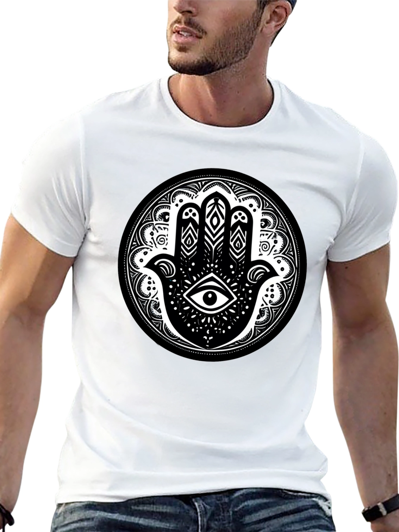 Hamsa Hand Graphic Tee - Unisex Black T-Shirt