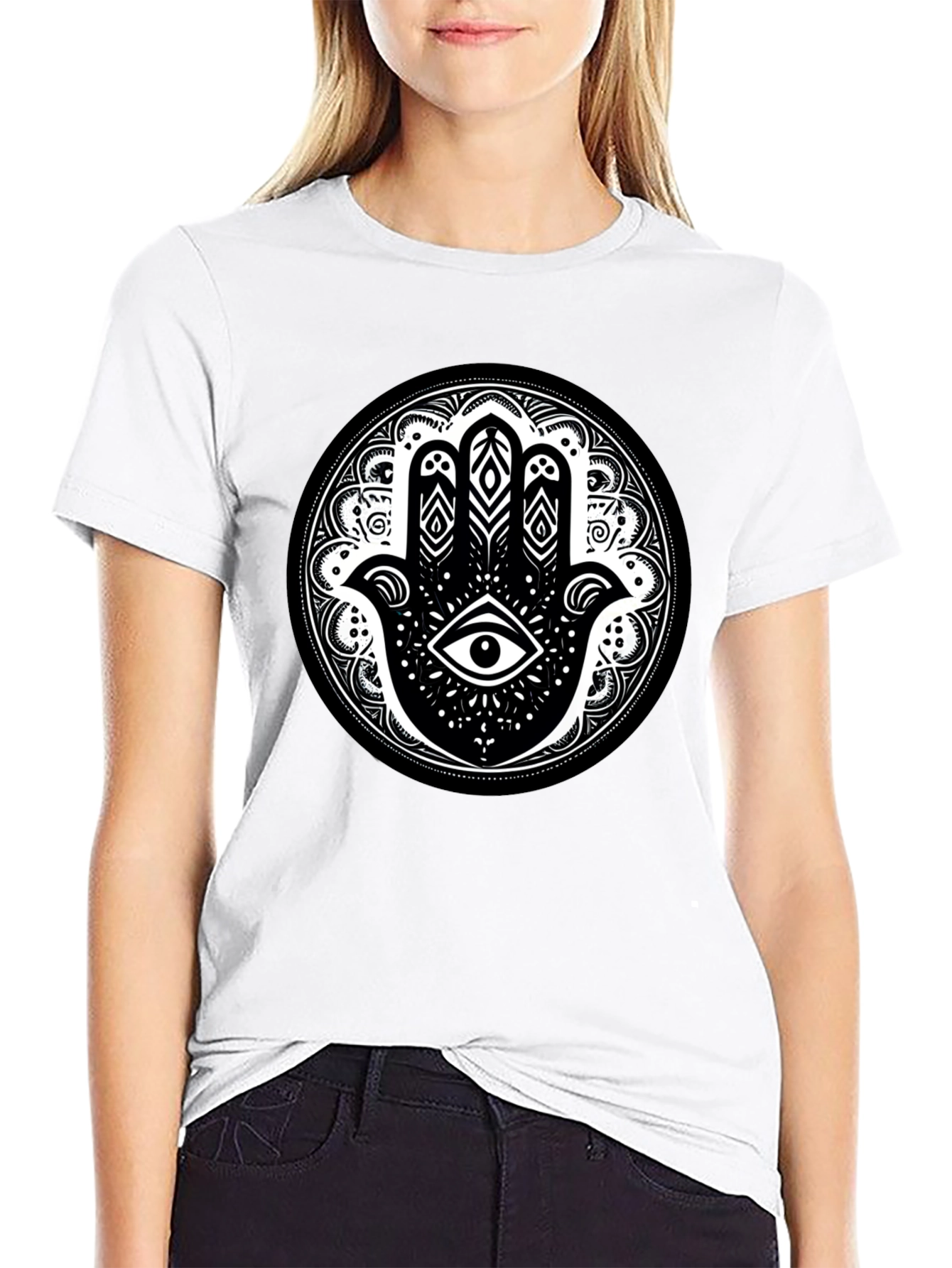 Hamsa Hand Graphic Tee - Unisex Black T-Shirt