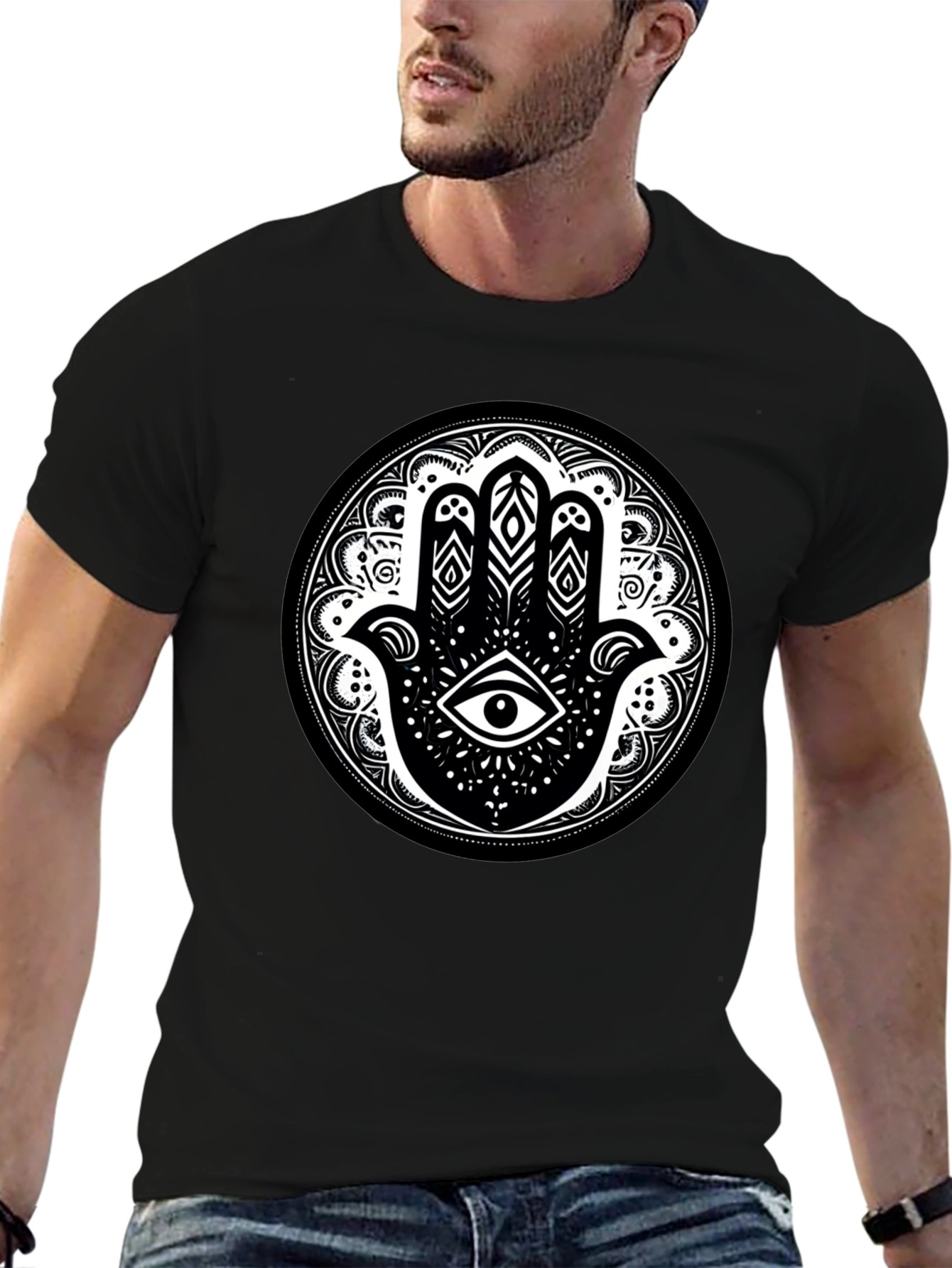 Hamsa Hand Graphic Tee - Unisex Black T-Shirt