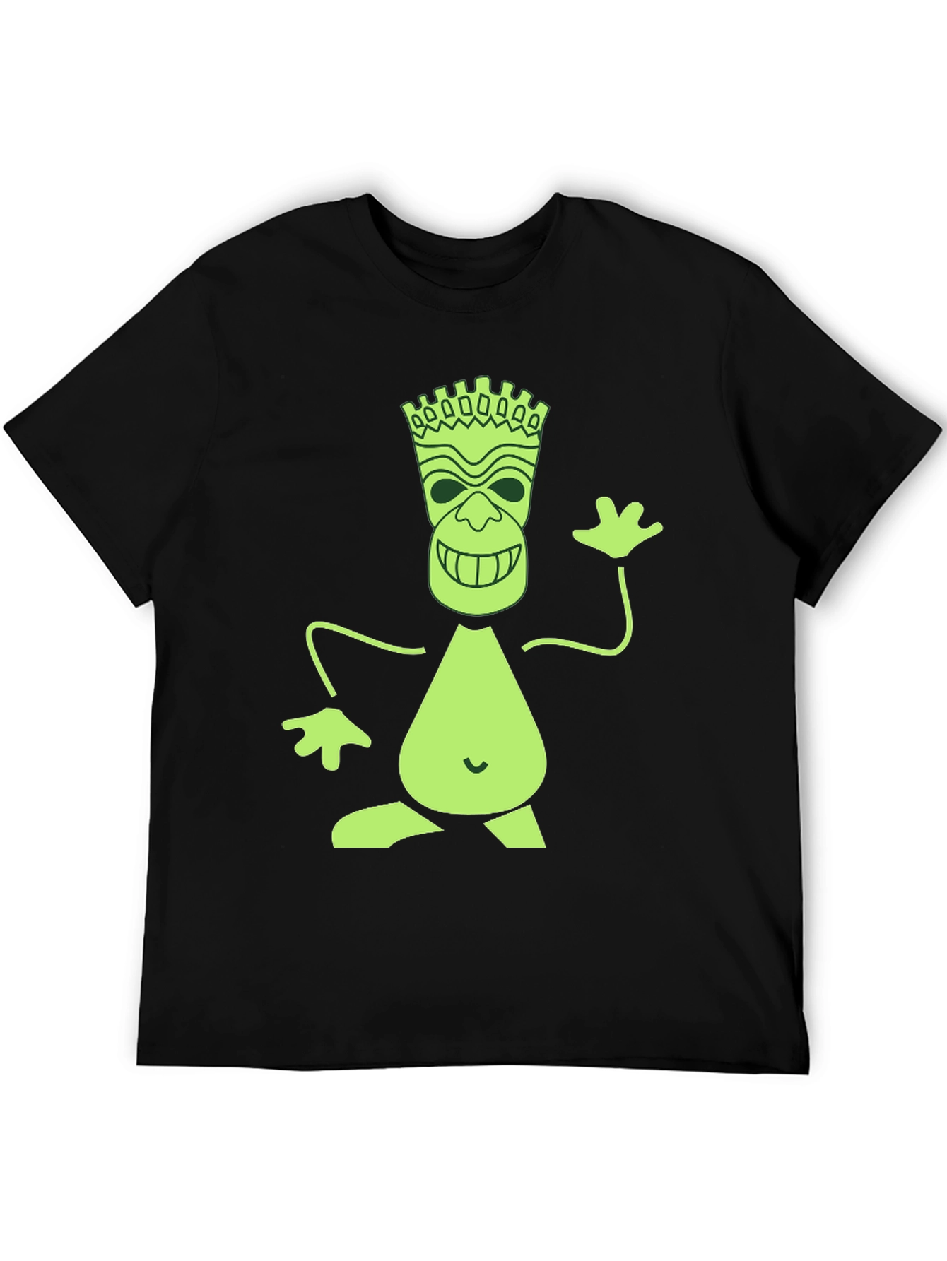 Fun Tiki Graphic Print Black T-Shirt