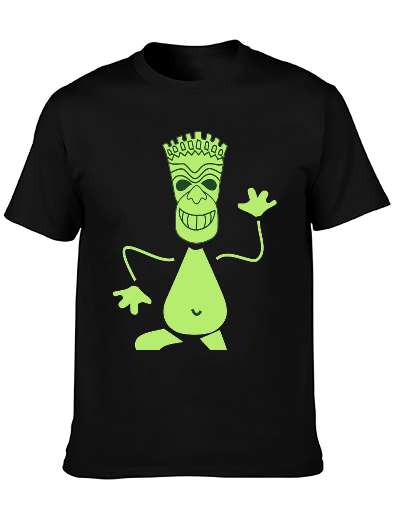 Fun Tiki Graphic Print Black T-Shirt