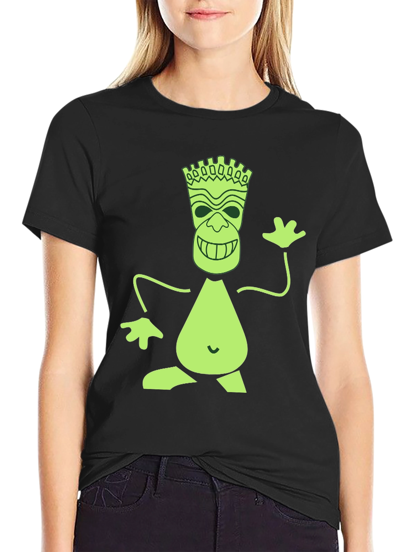 Fun Tiki Graphic Print Black T-Shirt