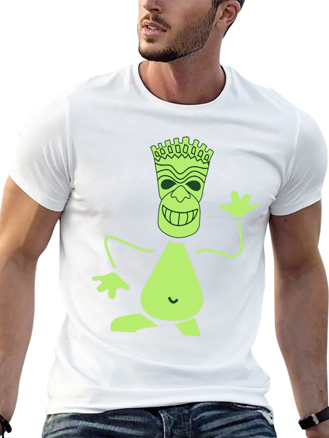 Fun Tiki Graphic Print Black T-Shirt
