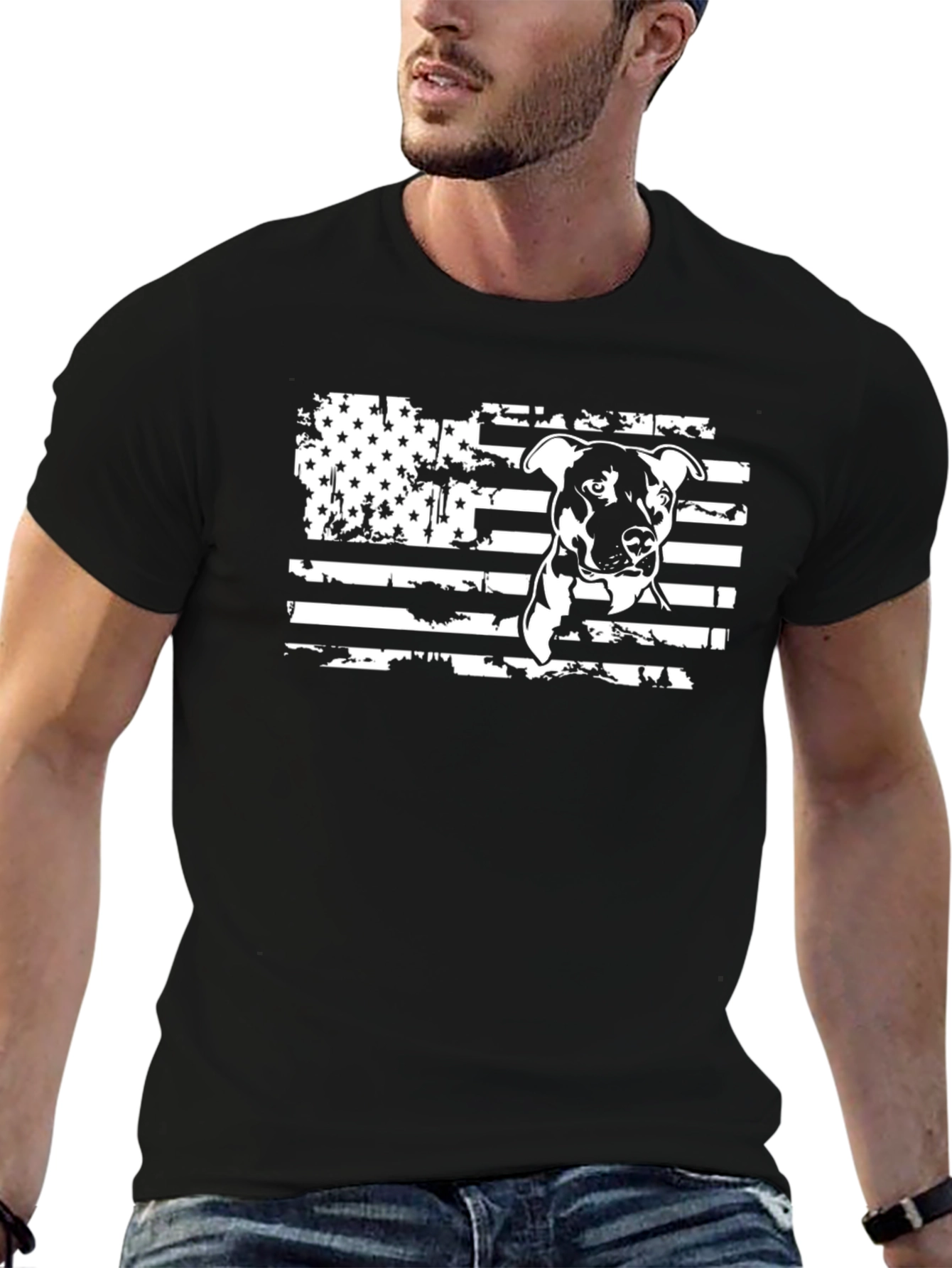 American Pitbull Flag Graphic T-Shirt