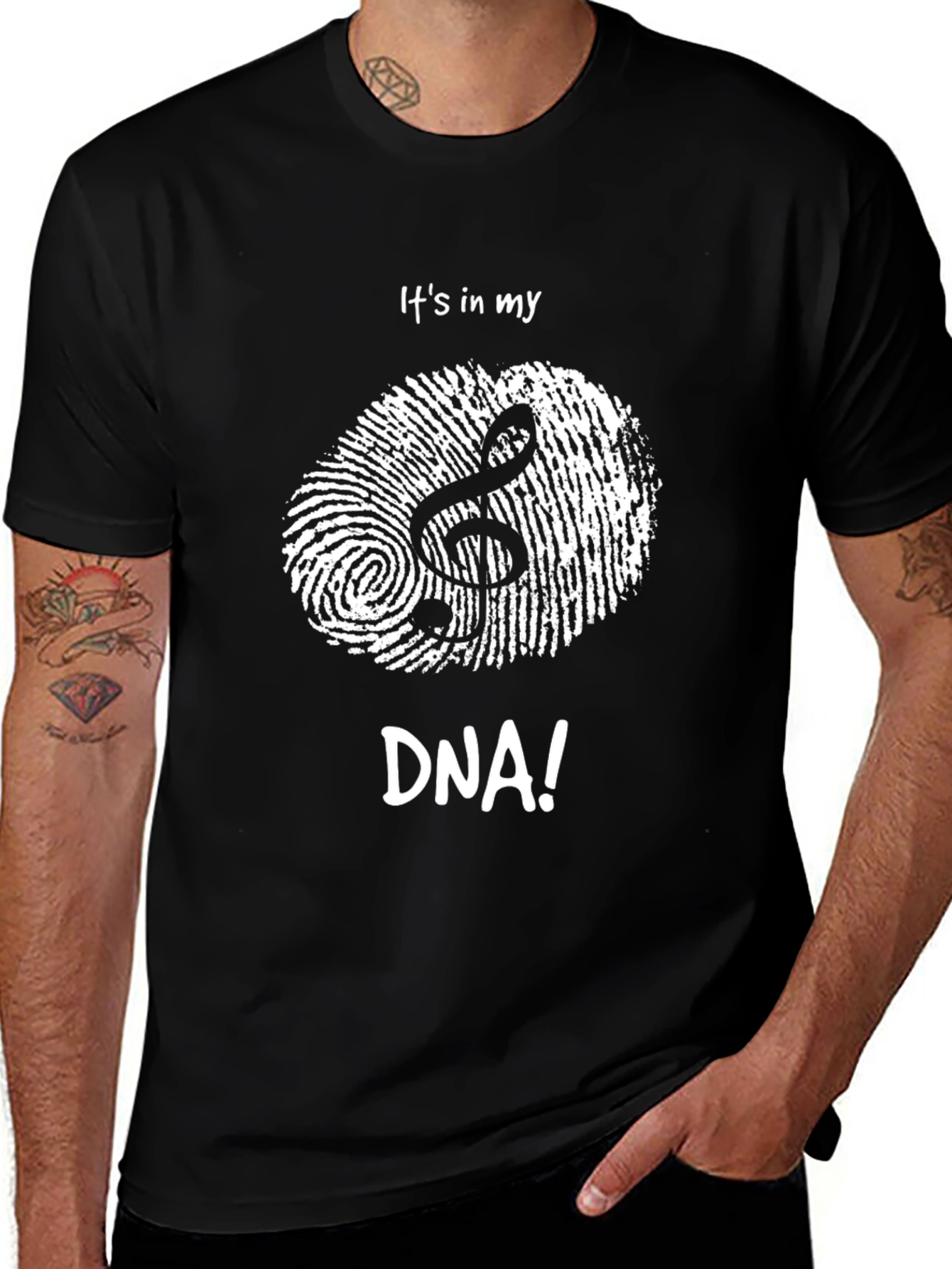 Music DNA Black T-Shirt - Unique Graphic Tee