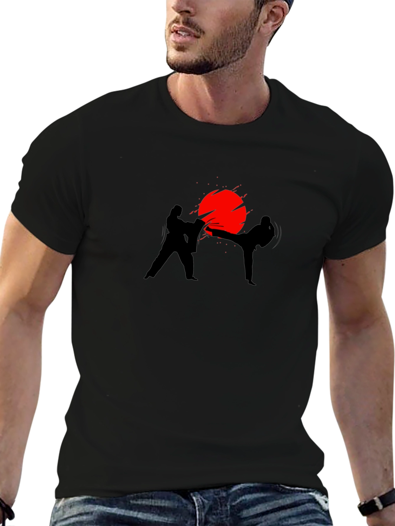 Martial Arts Silhouette T-Shirt - Black