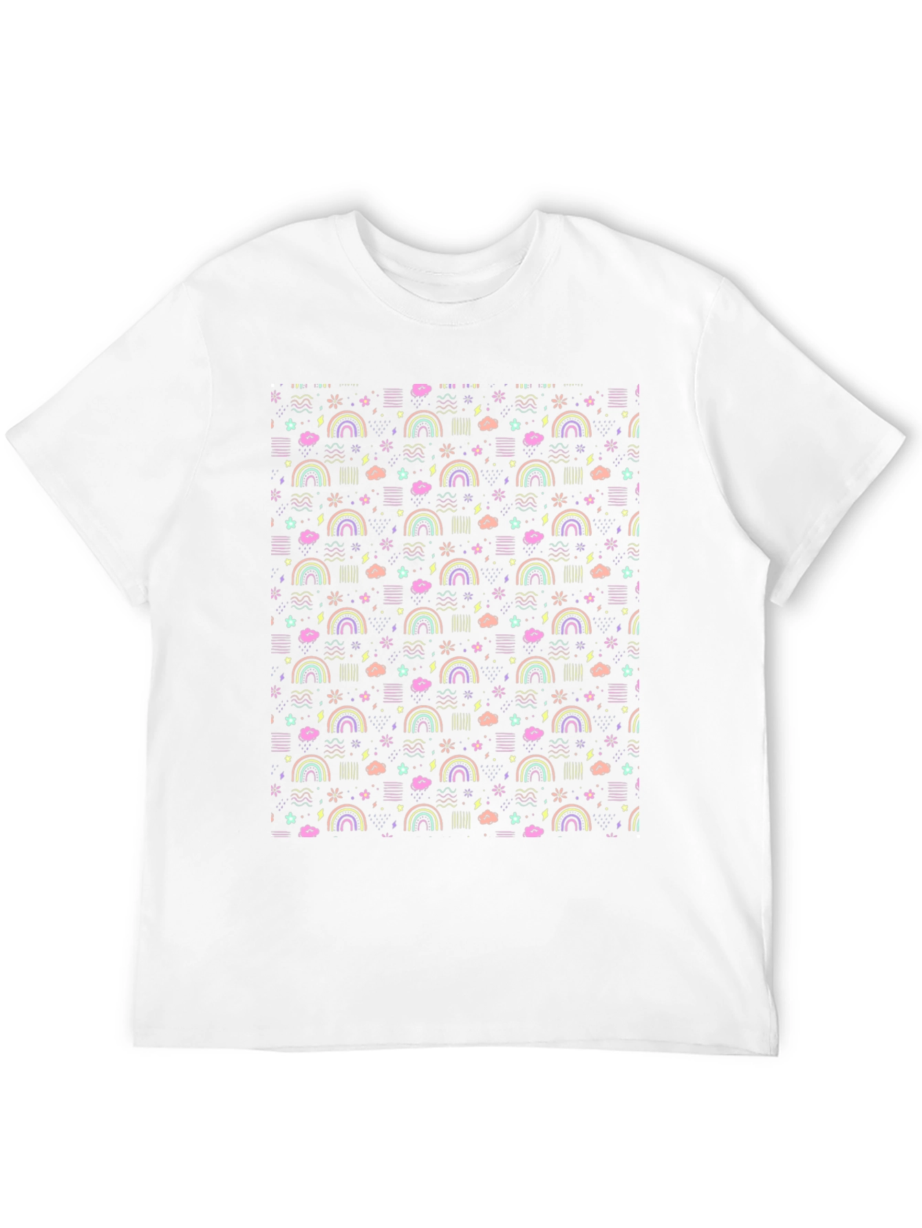 Rainbow & Cloud Pattern T-Shirt