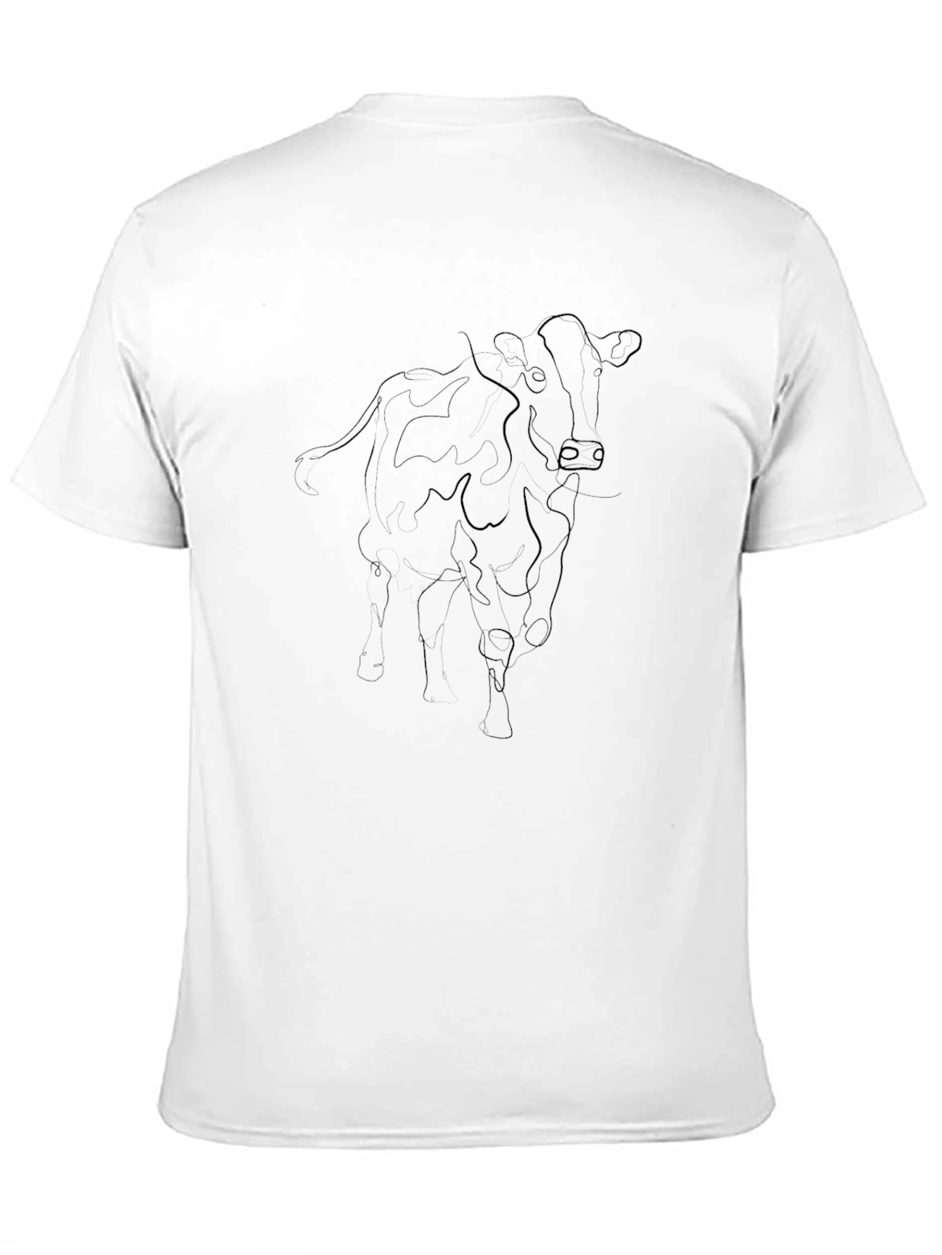 Mens Black Cow Line Art Graphic T-Shirt