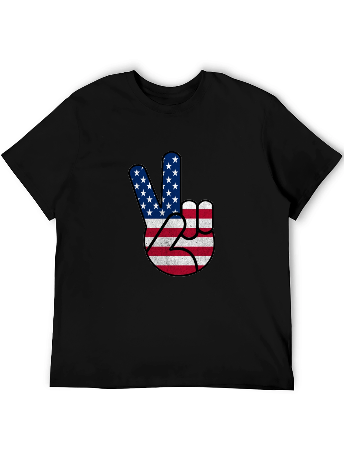 USA Flag Peace Sign Black T-Shirt