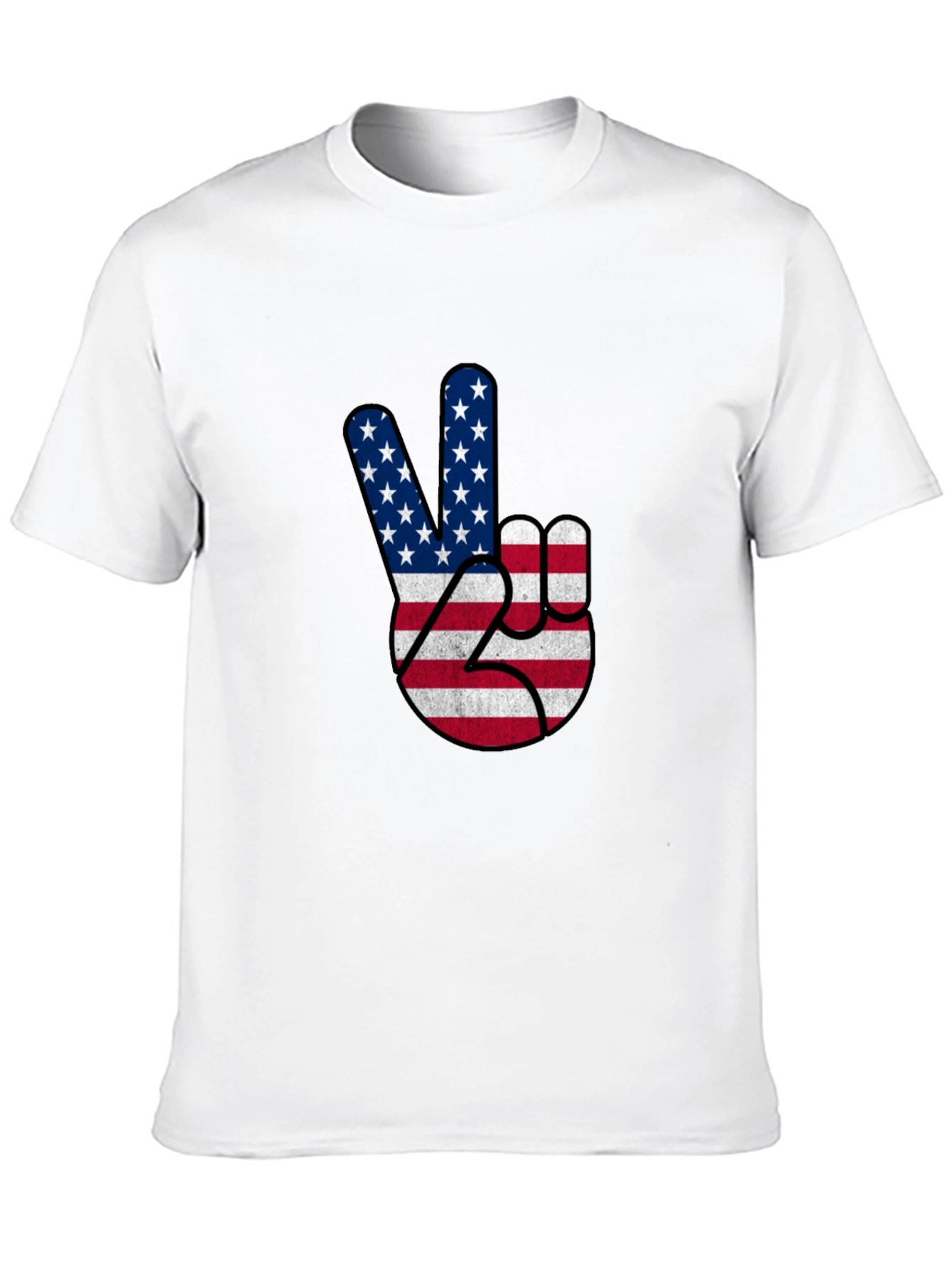 USA Flag Peace Sign Black T-Shirt