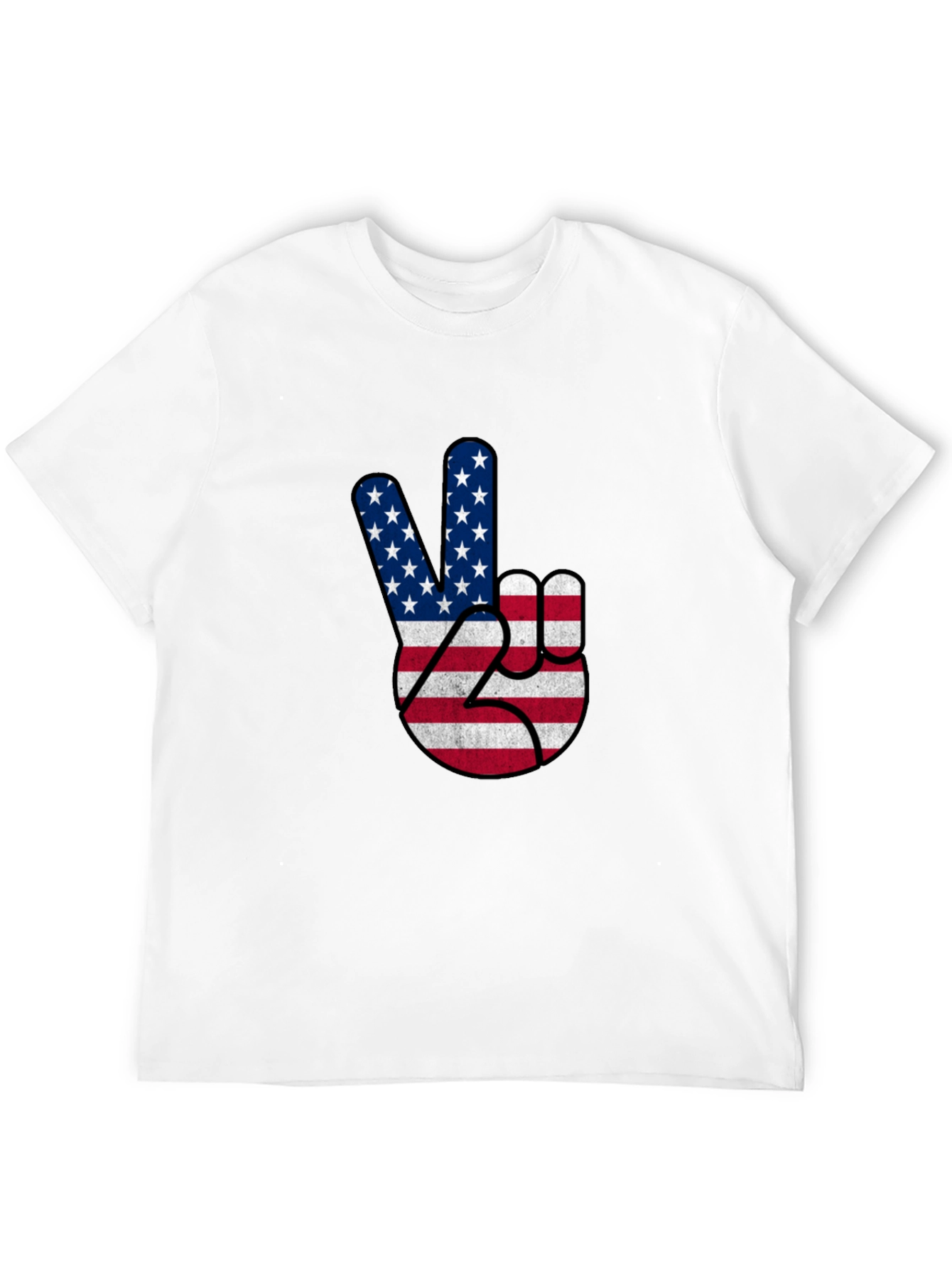 USA Flag Peace Sign Black T-Shirt