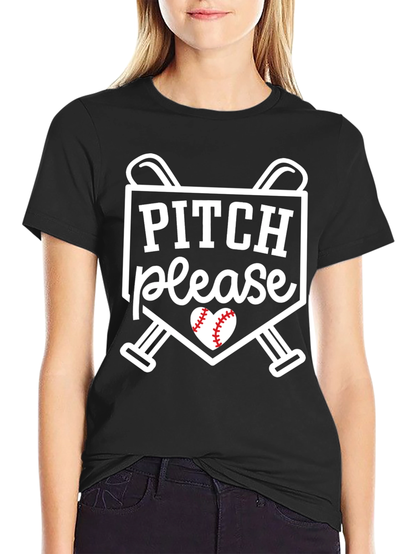 Pitch Please T-Shirt - Baseball Heart Tee