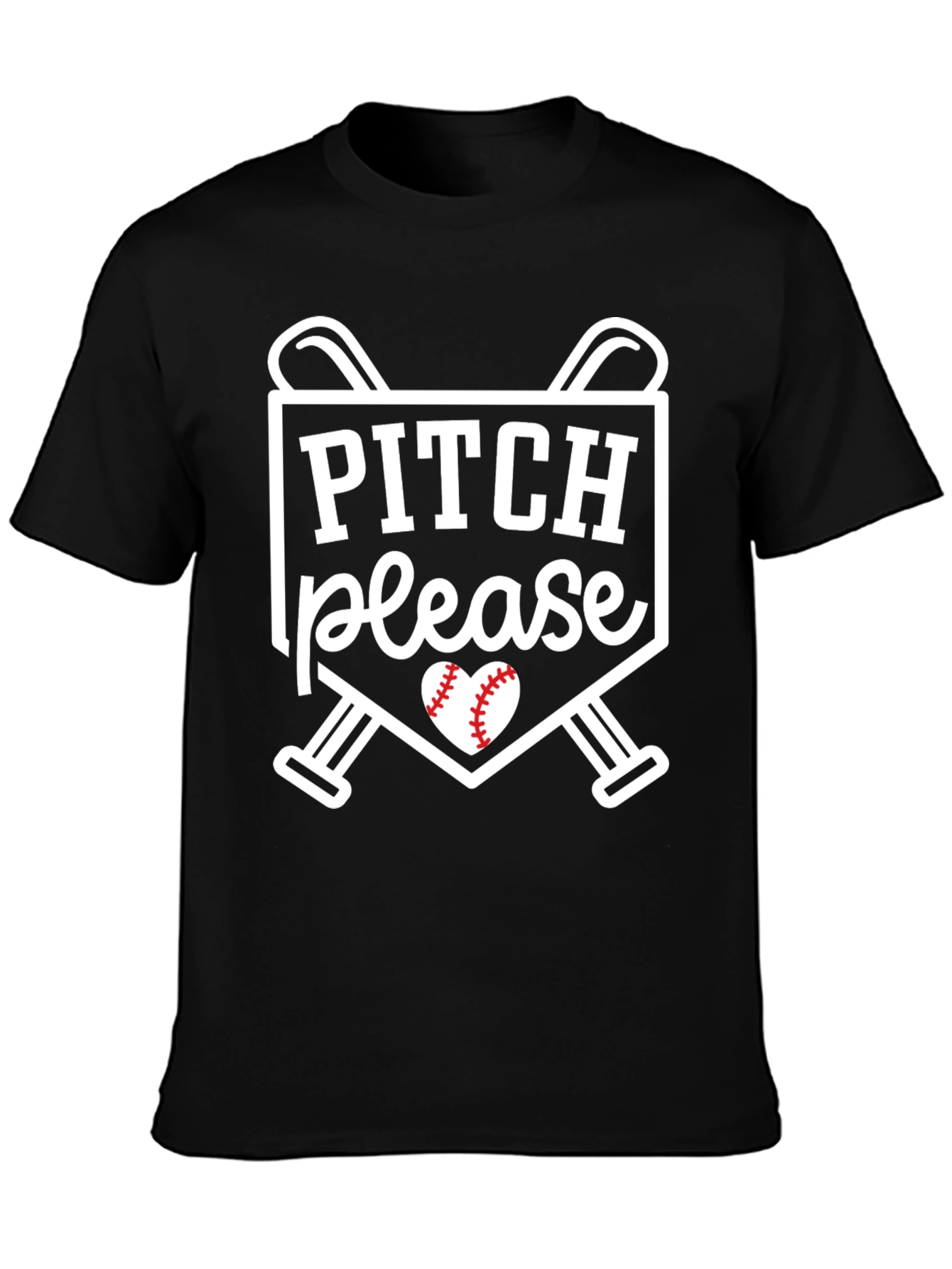 Pitch Please T-Shirt - Baseball Heart Tee