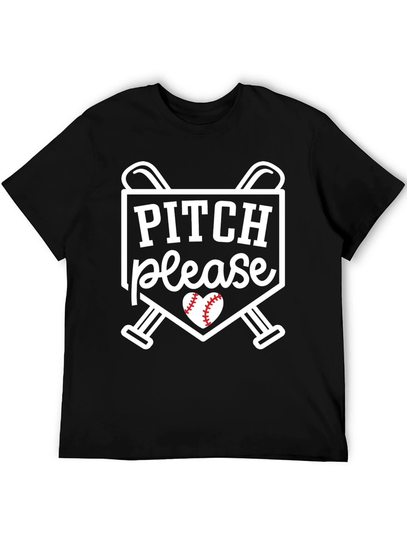 Pitch Please T-Shirt - Baseball Heart Tee