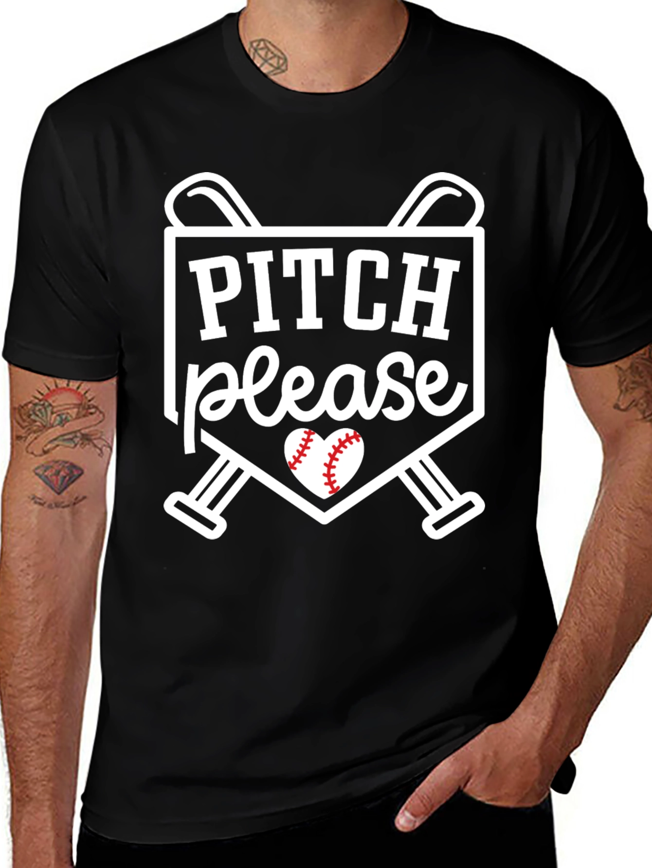 Pitch Please T-Shirt - Baseball Heart Tee