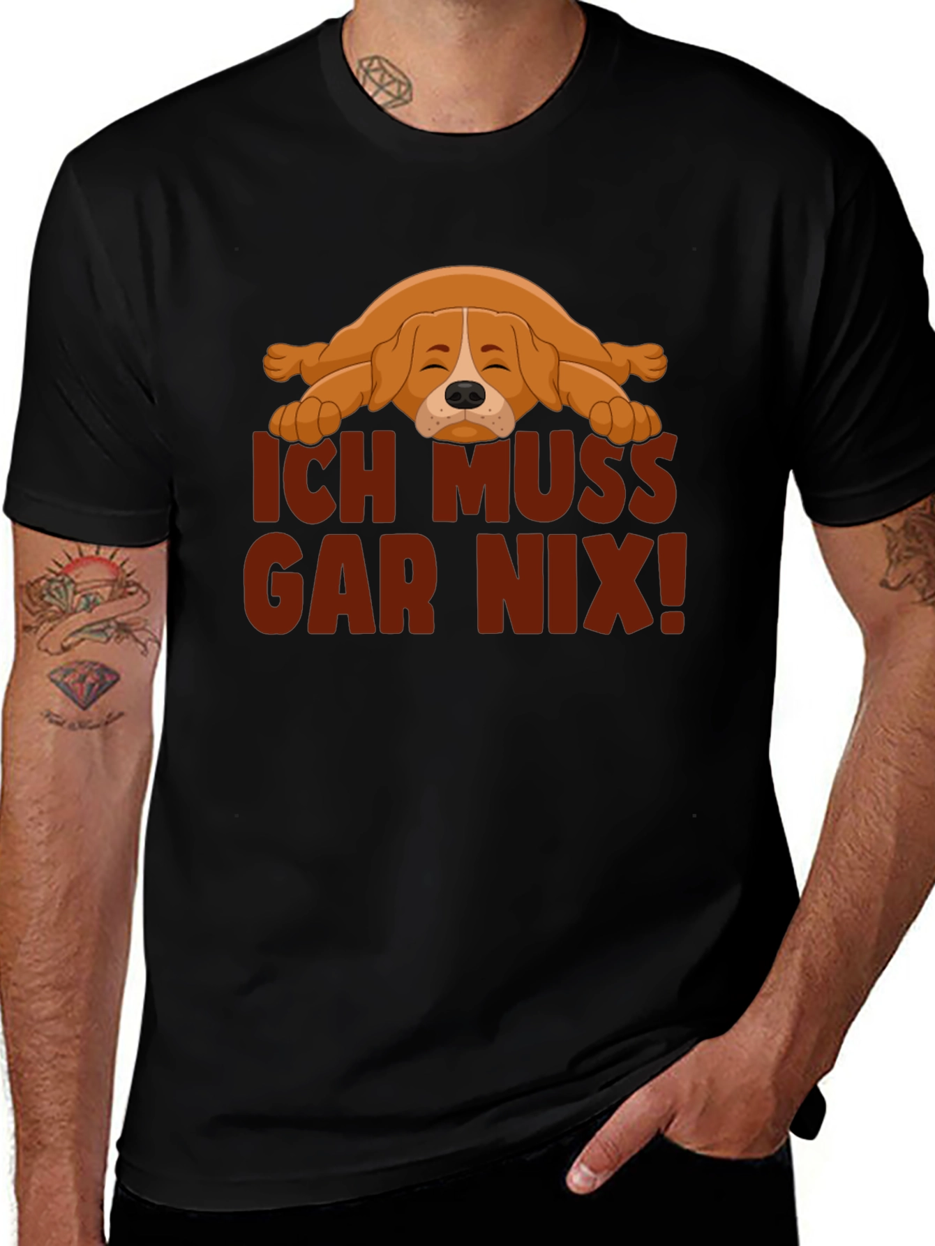 Ich Muss Gar Nix! Lazy Dog Graphic T-Shirt