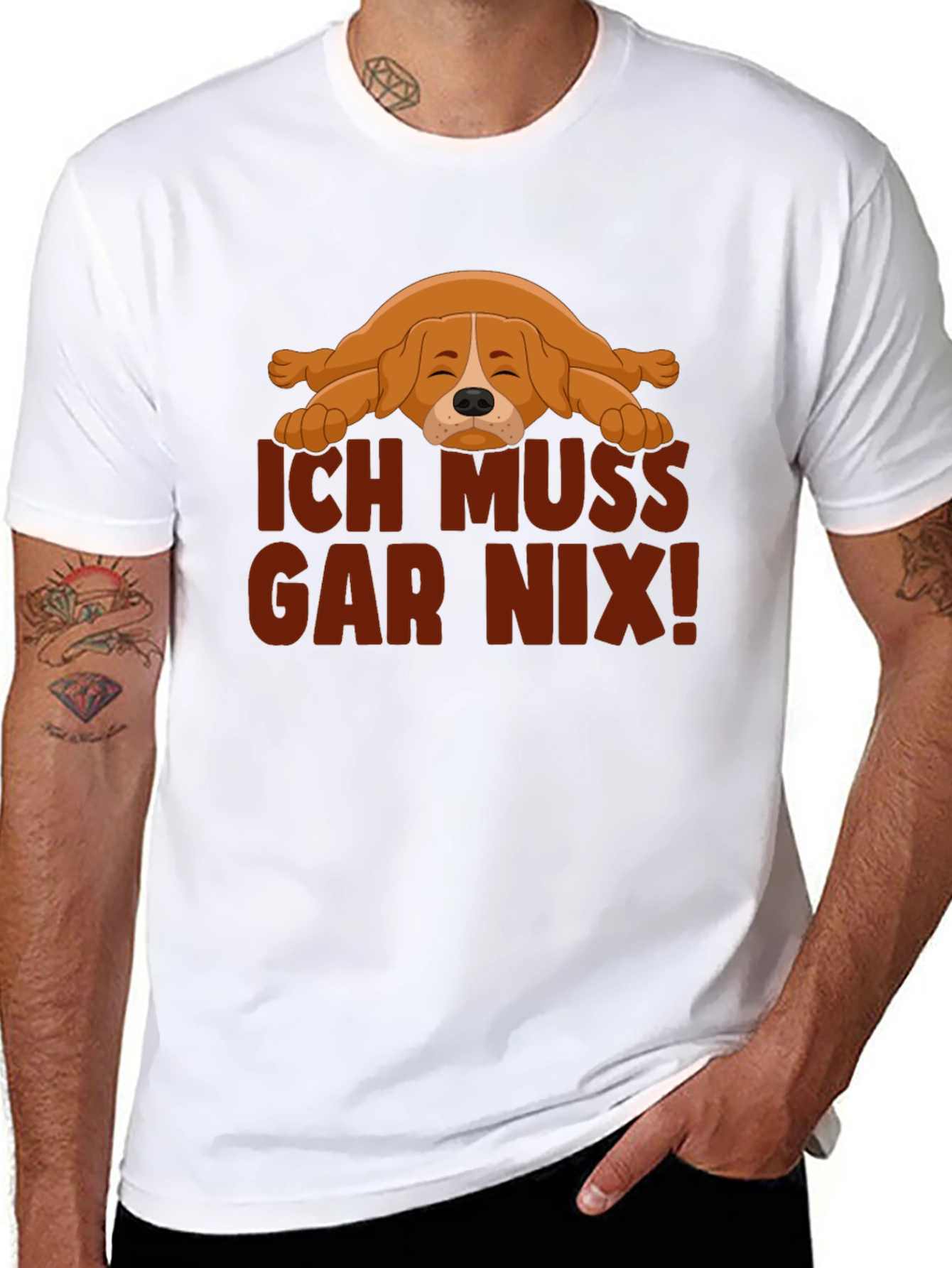 Ich Muss Gar Nix! Lazy Dog Graphic T-Shirt