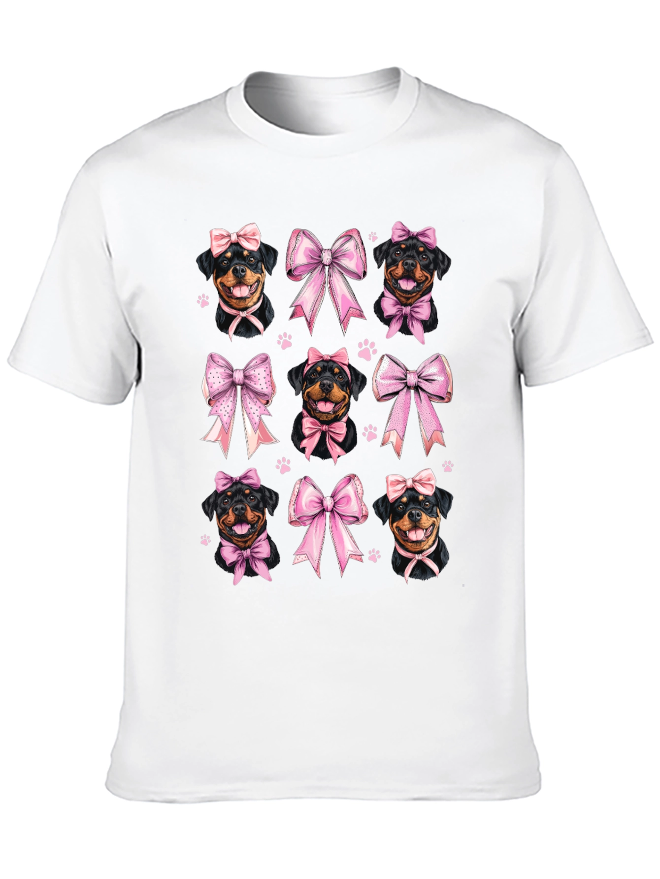 Rottweiler Dog Pink Bow T-Shirt