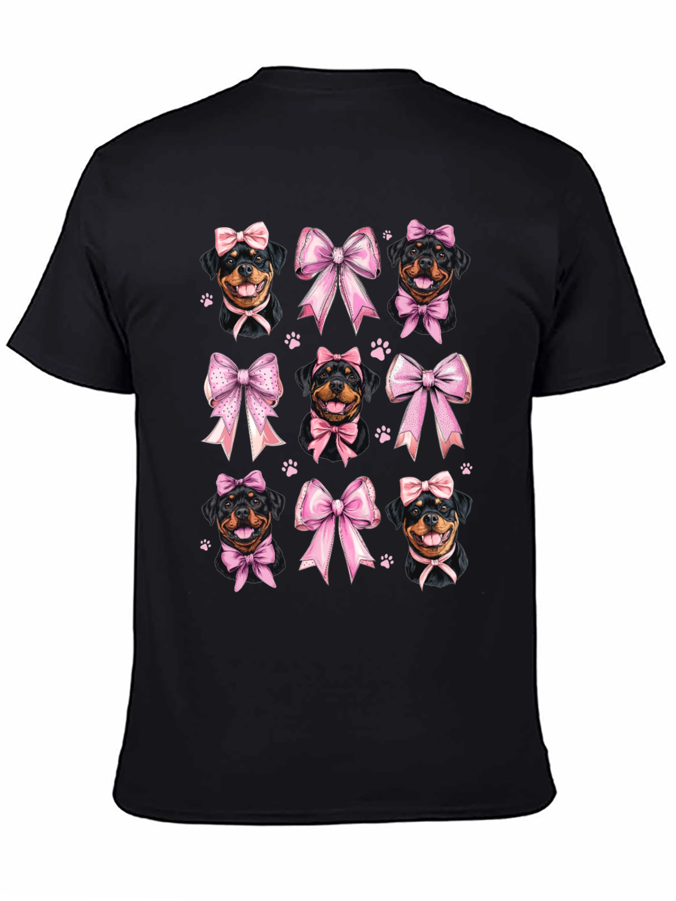 Rottweiler Dog Pink Bow T-Shirt