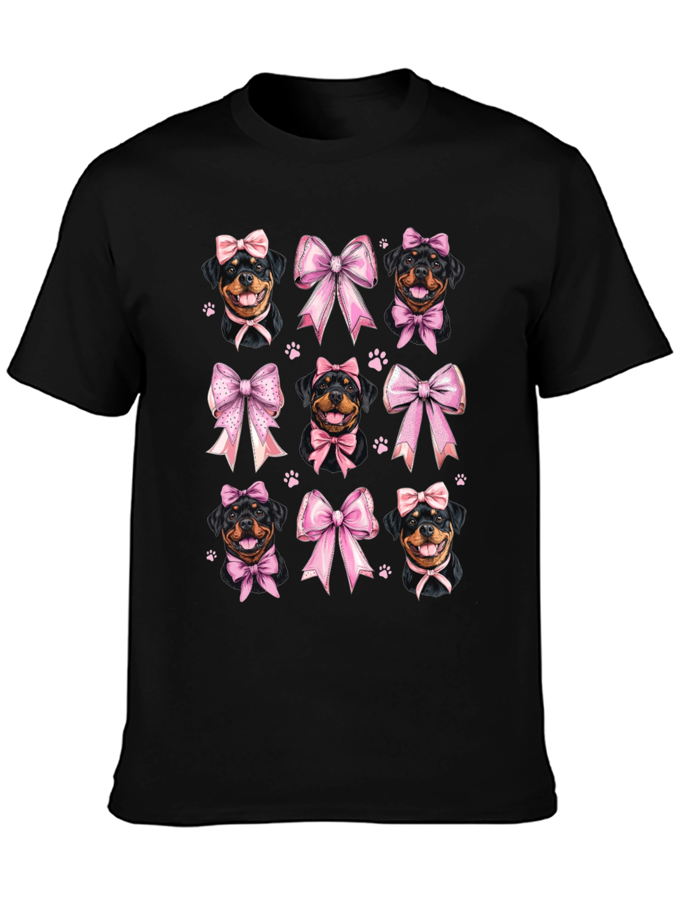 Rottweiler Dog Pink Bow T-Shirt