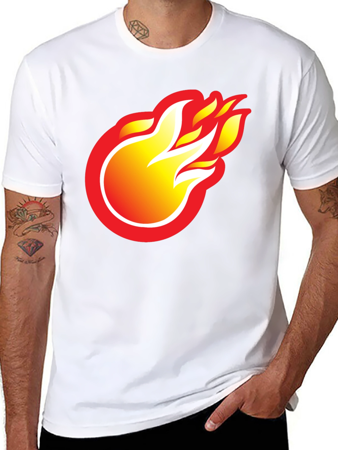 Fiery Flame Graphic Tee - Bold Black T-Shirt