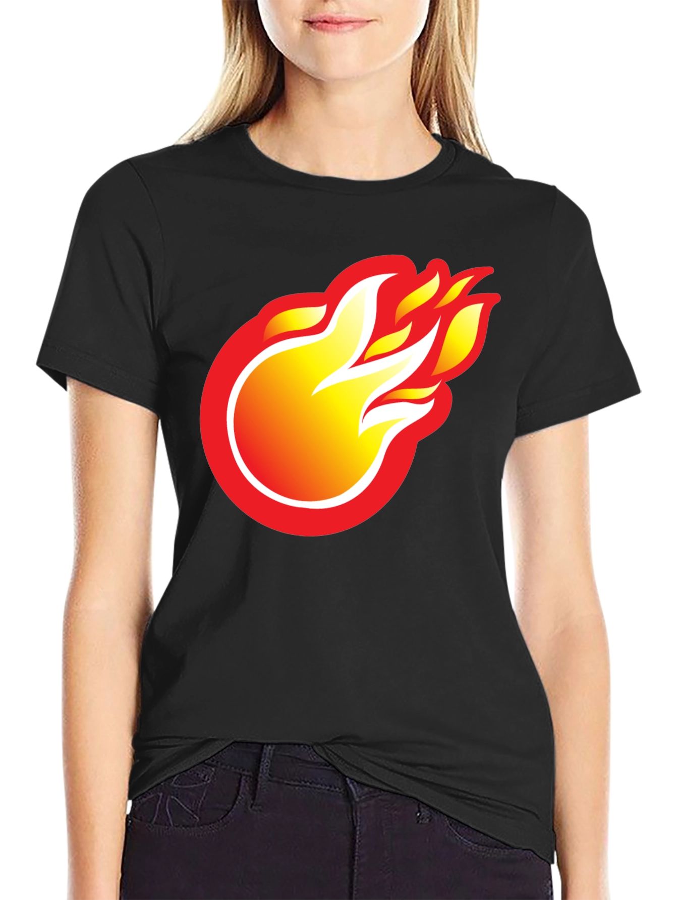 Fiery Flame Graphic Tee - Bold Black T-Shirt