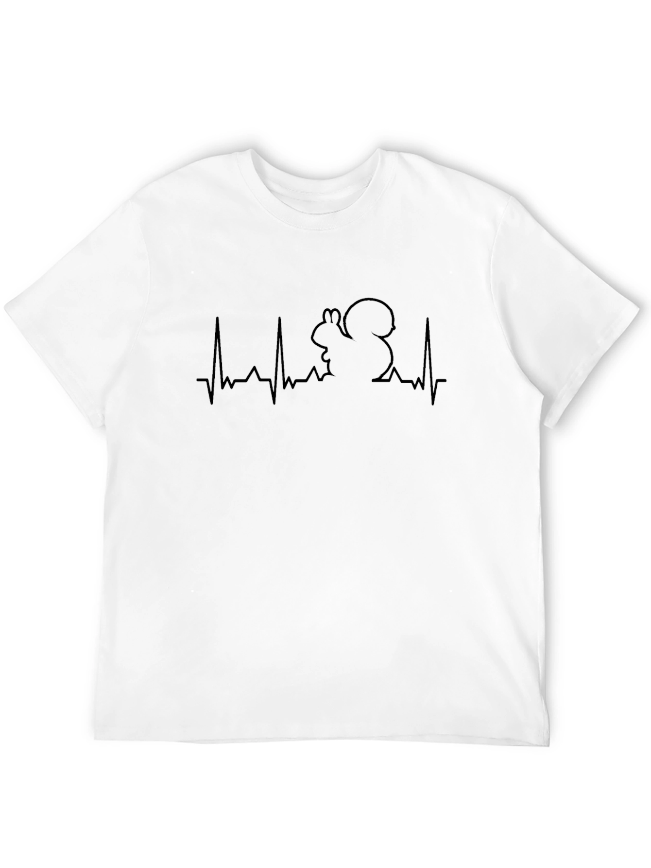 Squirrel Heartbeat Graphic Tee - Black Cotton T-Shirt