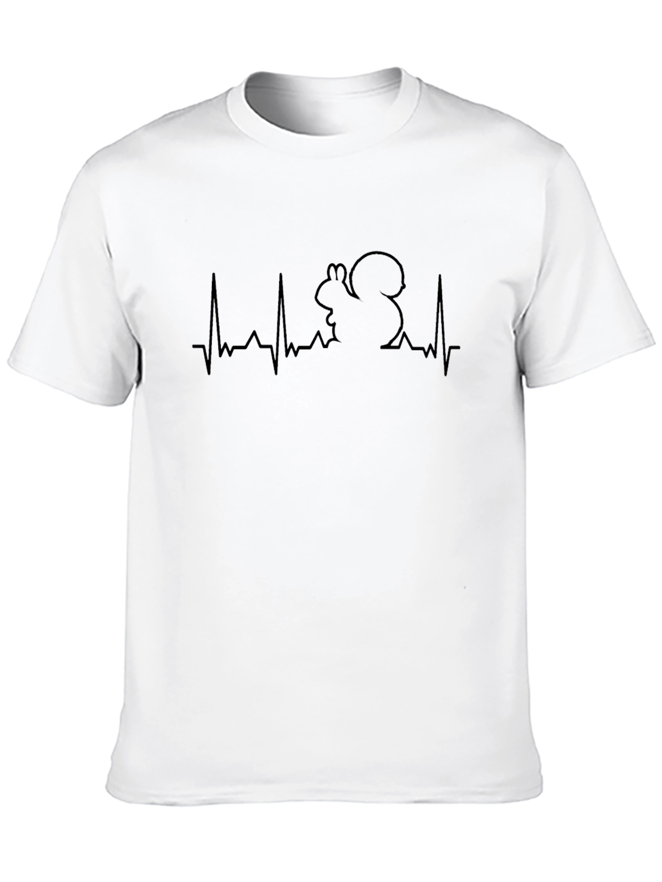 Squirrel Heartbeat Graphic Tee - Black Cotton T-Shirt