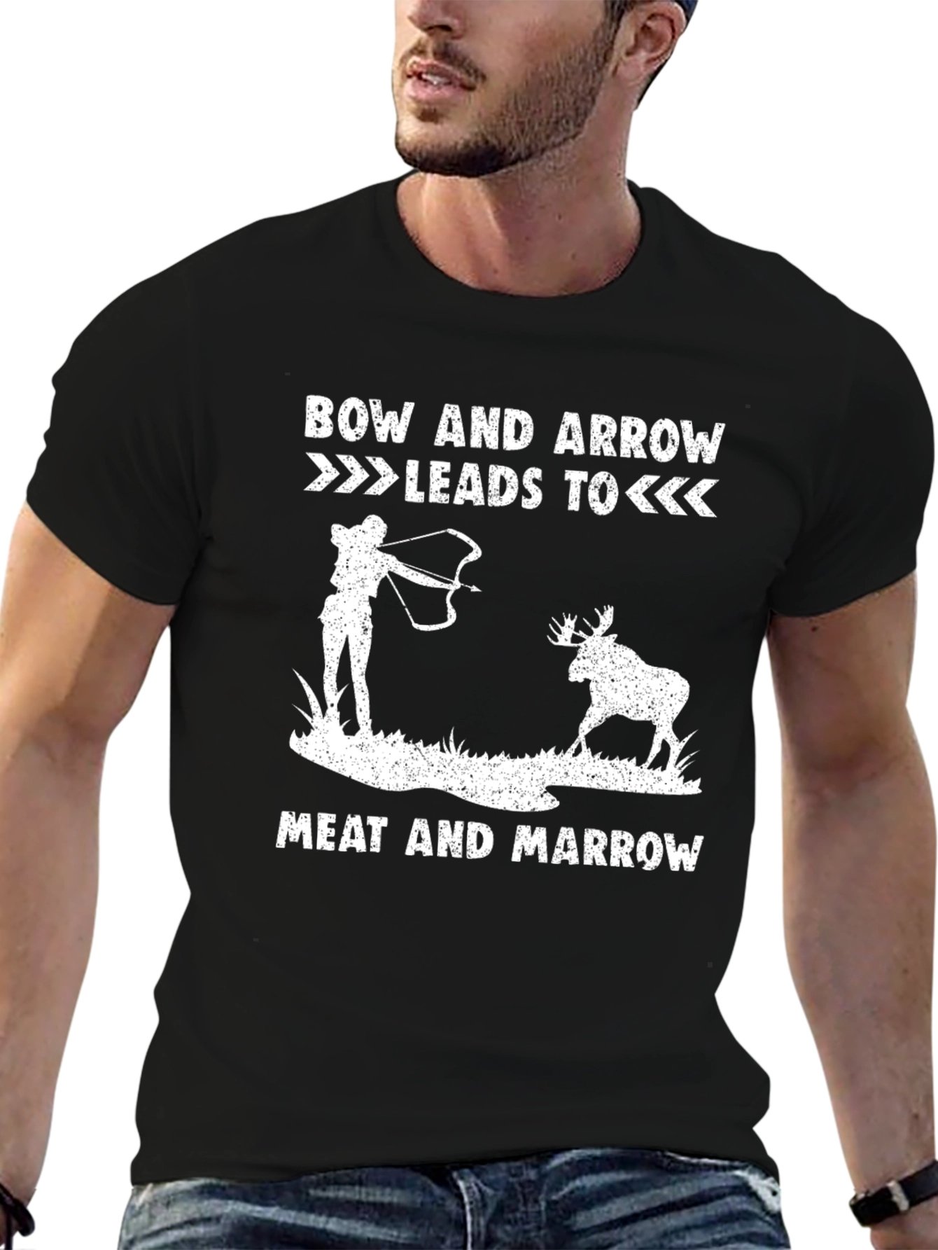 Bow & Arrow Leads to Meat Funny Hunter T-Shirt