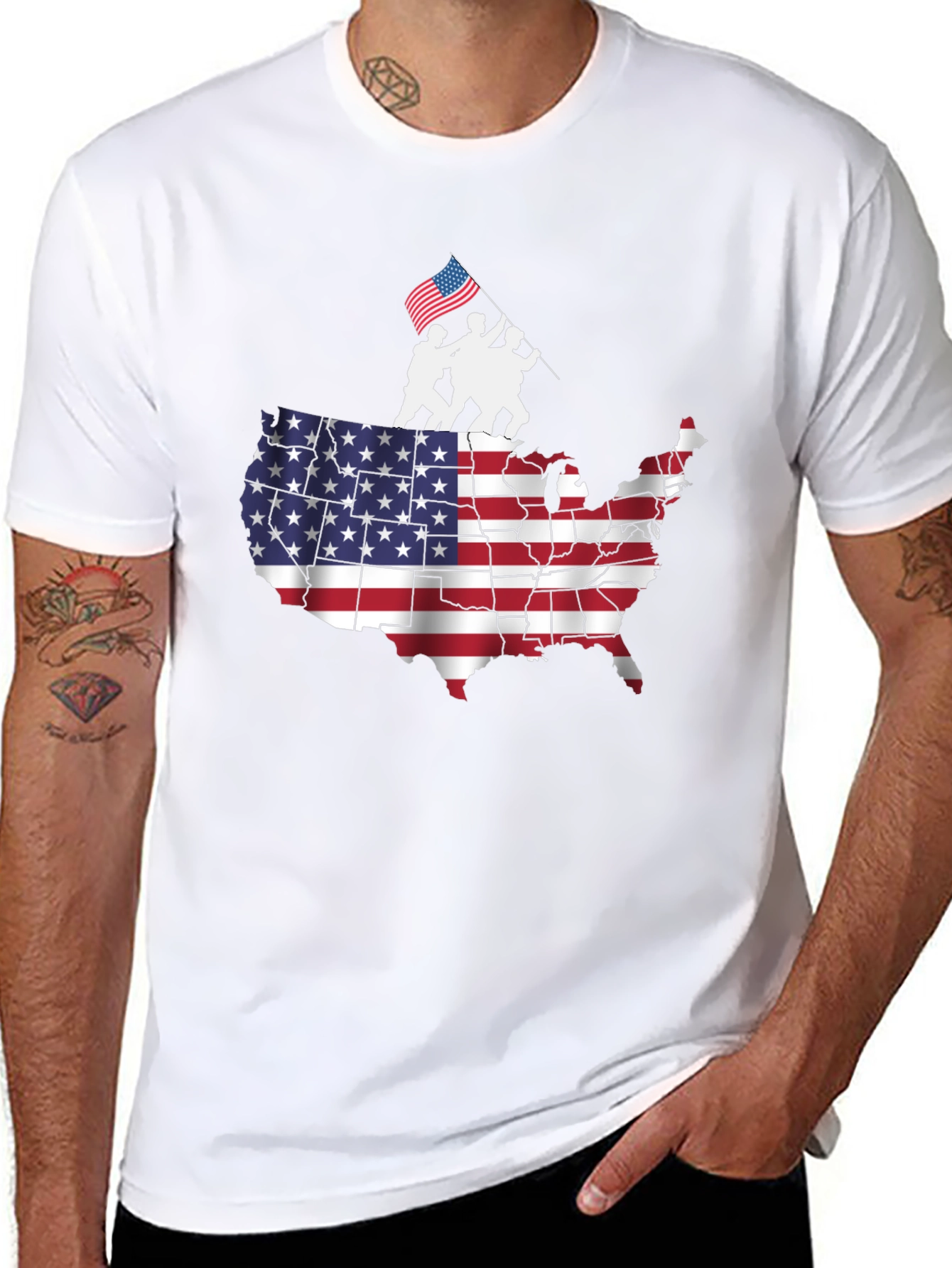 USA Map Flag Raising T-Shirt