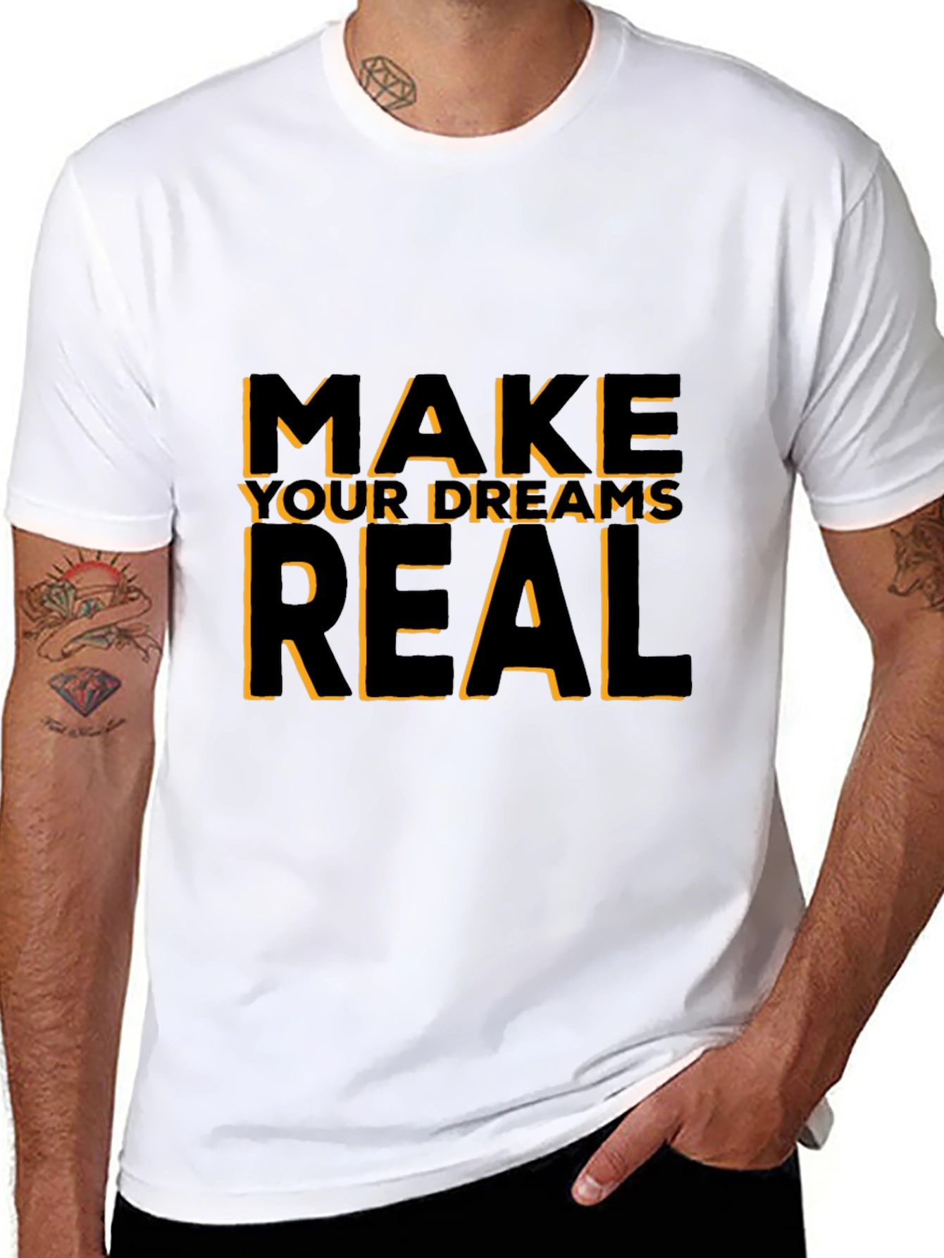 Motivational Black T-Shirt: Make Your Dreams Real